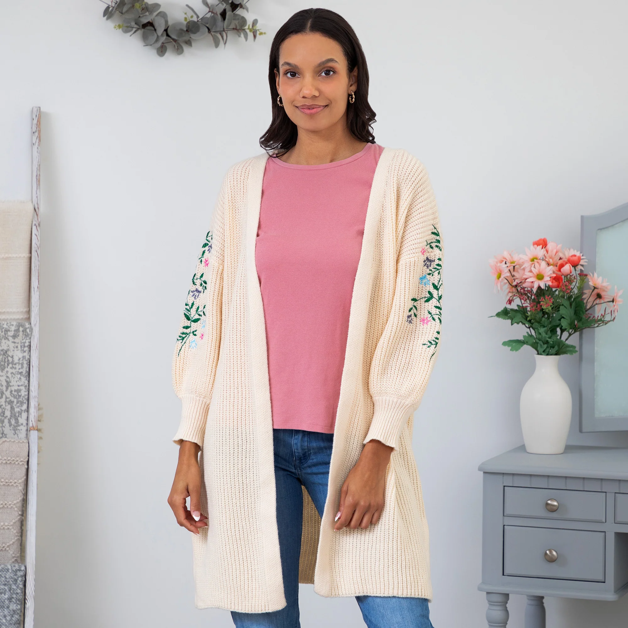 Paw Floral Vine Accented Cardigan - Image 6