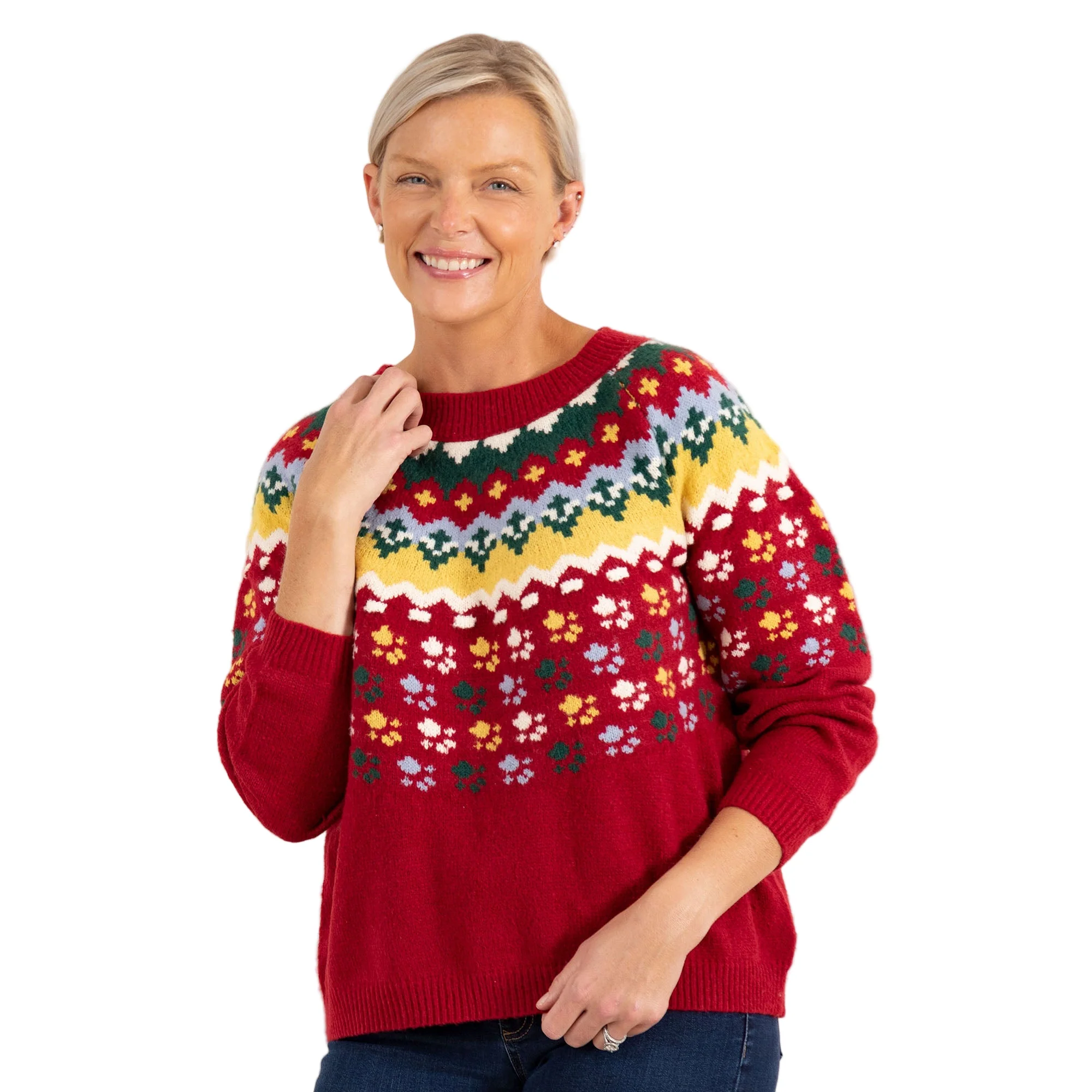 Nordic Paw Print Knitted Sweater - Image 4
