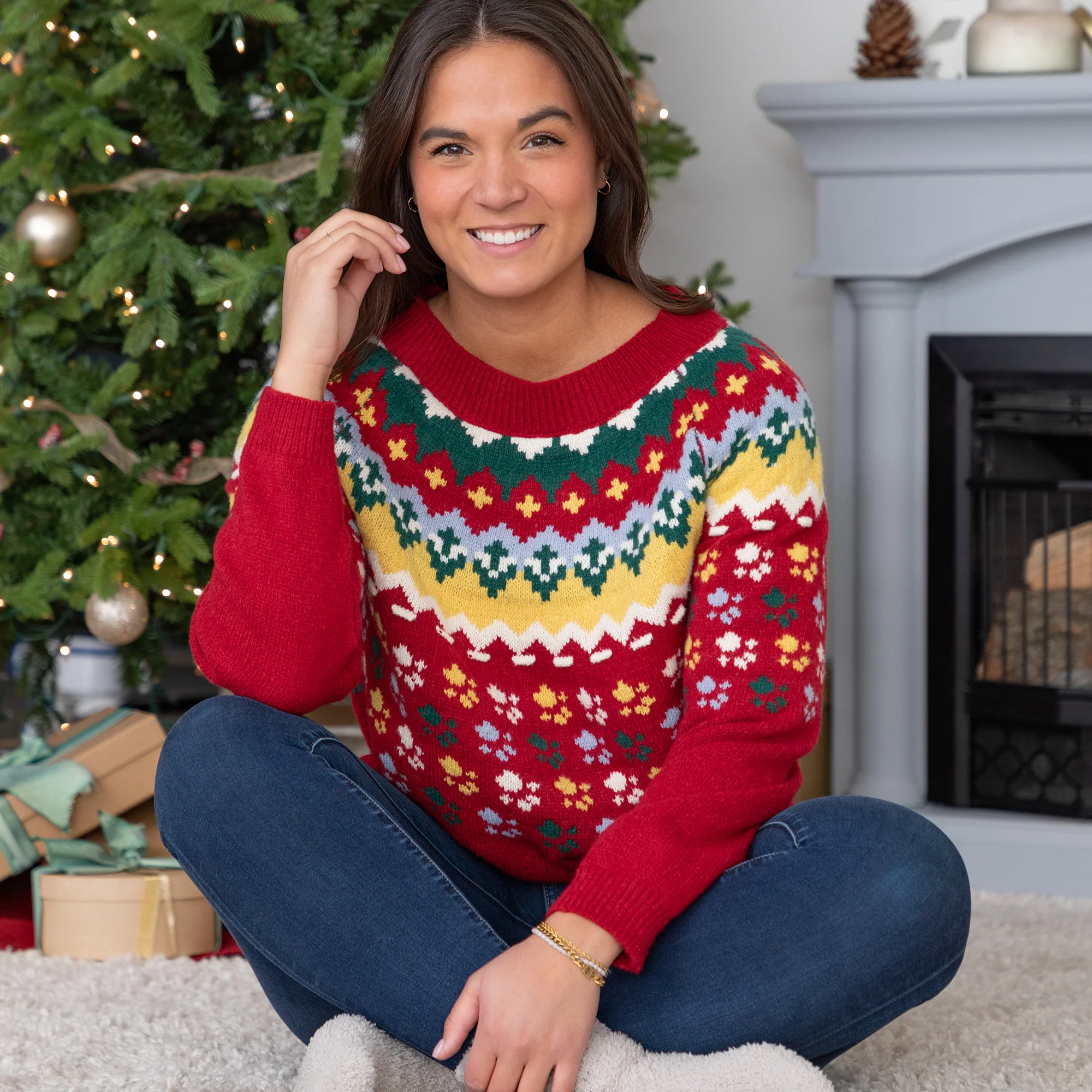 Nordic Paw Print Knitted Sweater - Image 9