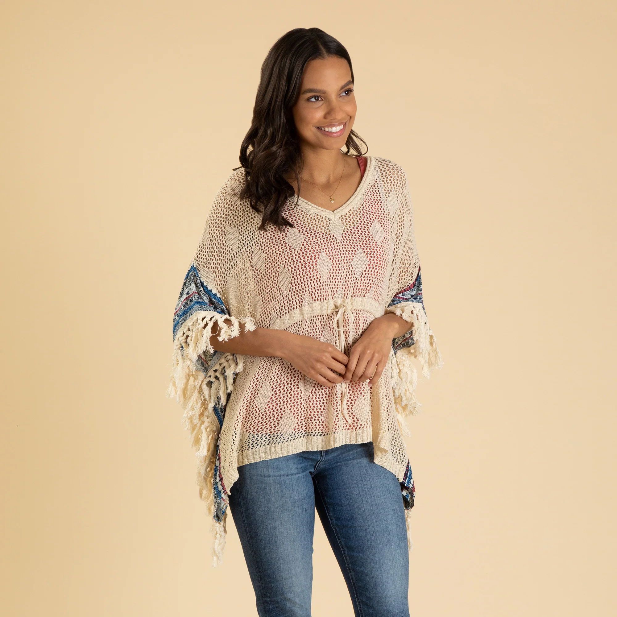 Open Weave Crochet Top with Fringe - Image 5