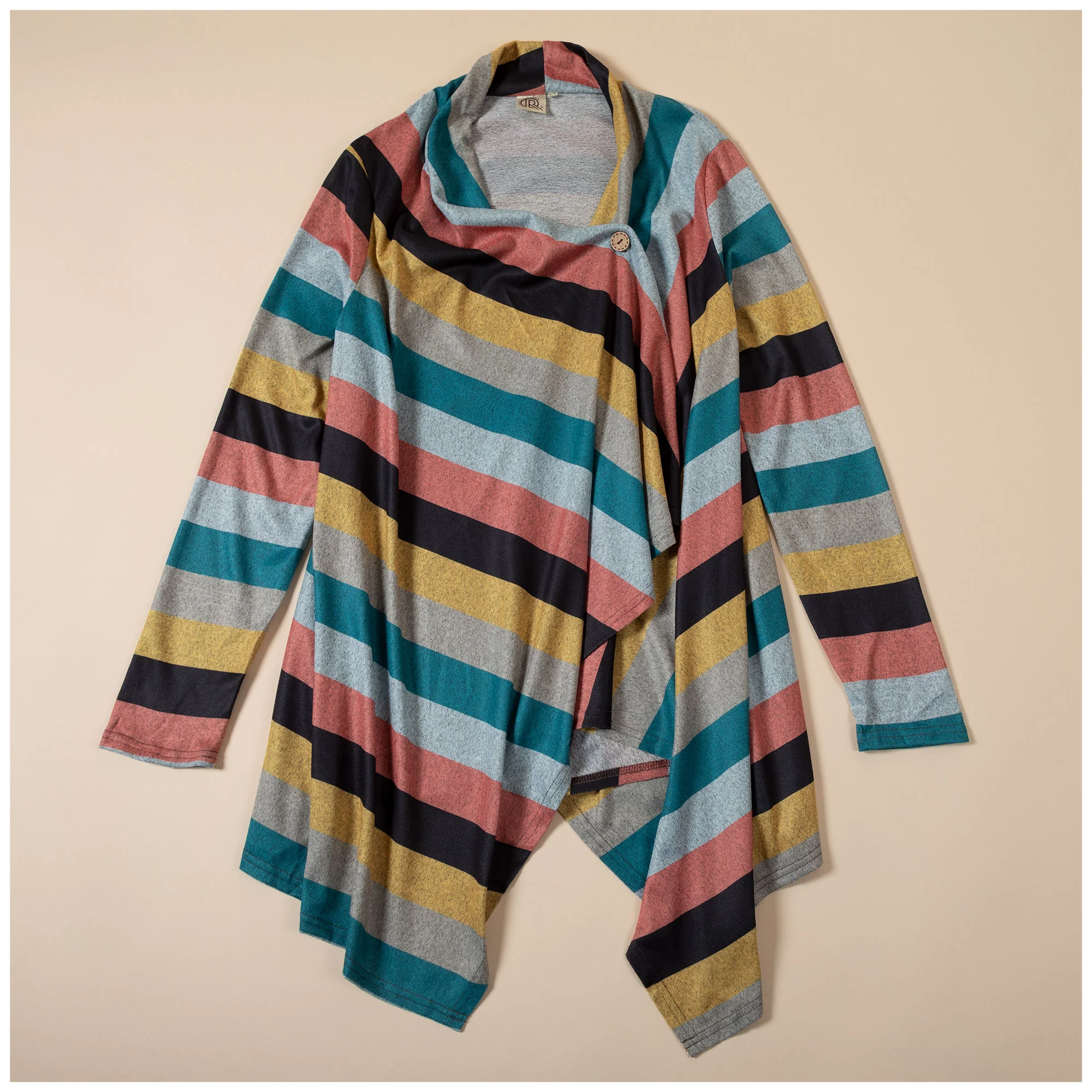 Colorful Stripes Open Cardigan - Image 2