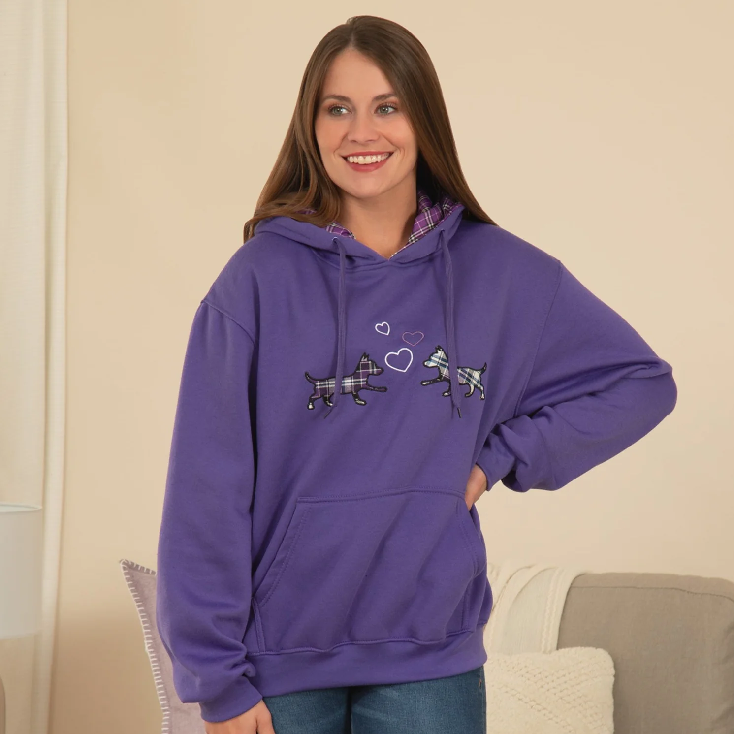 Pet Love Plaid Pullover Hoodie - Image 5