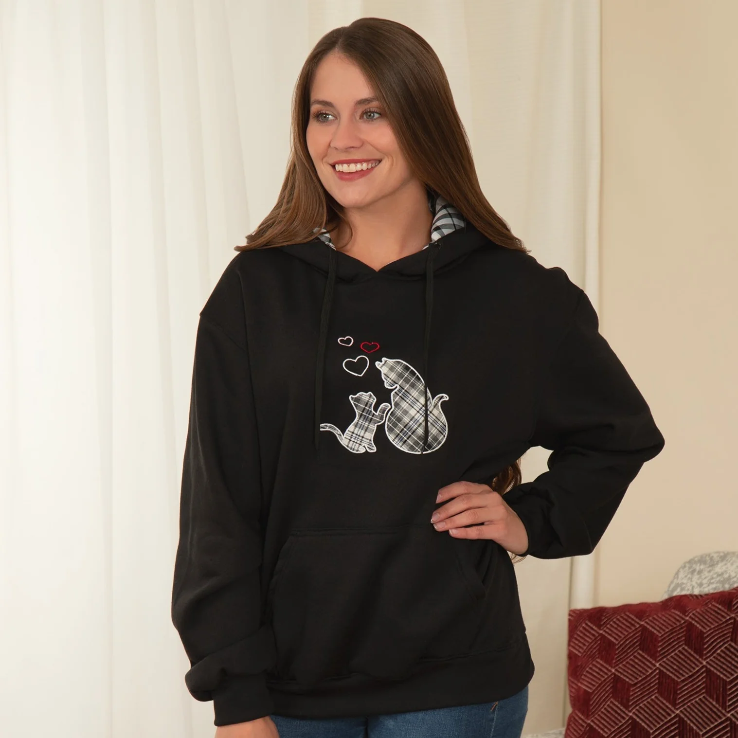 Pet Love Plaid Pullover Hoodie - Image 7