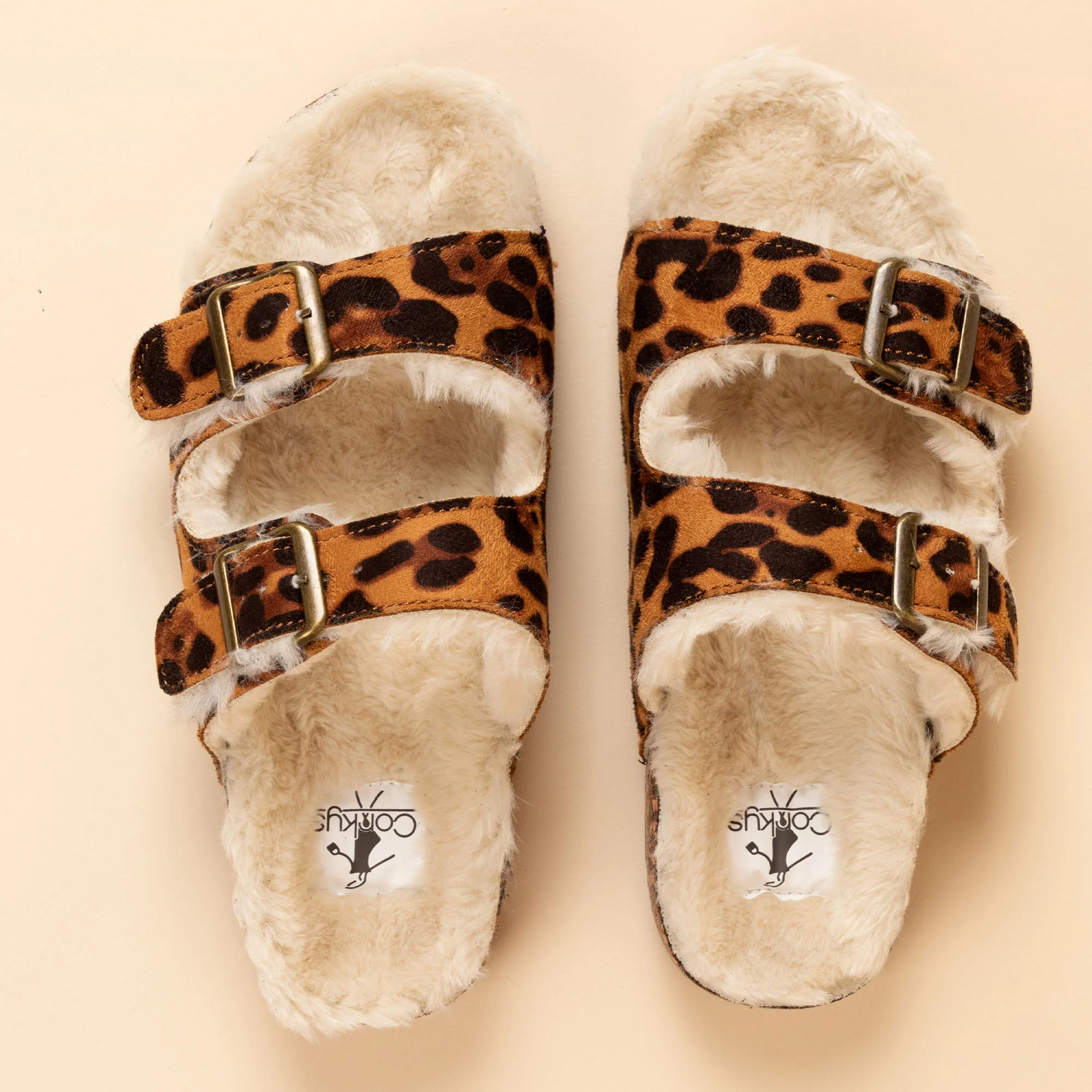 Corkys Faux Fur Double Buckle Sandals - Image 3