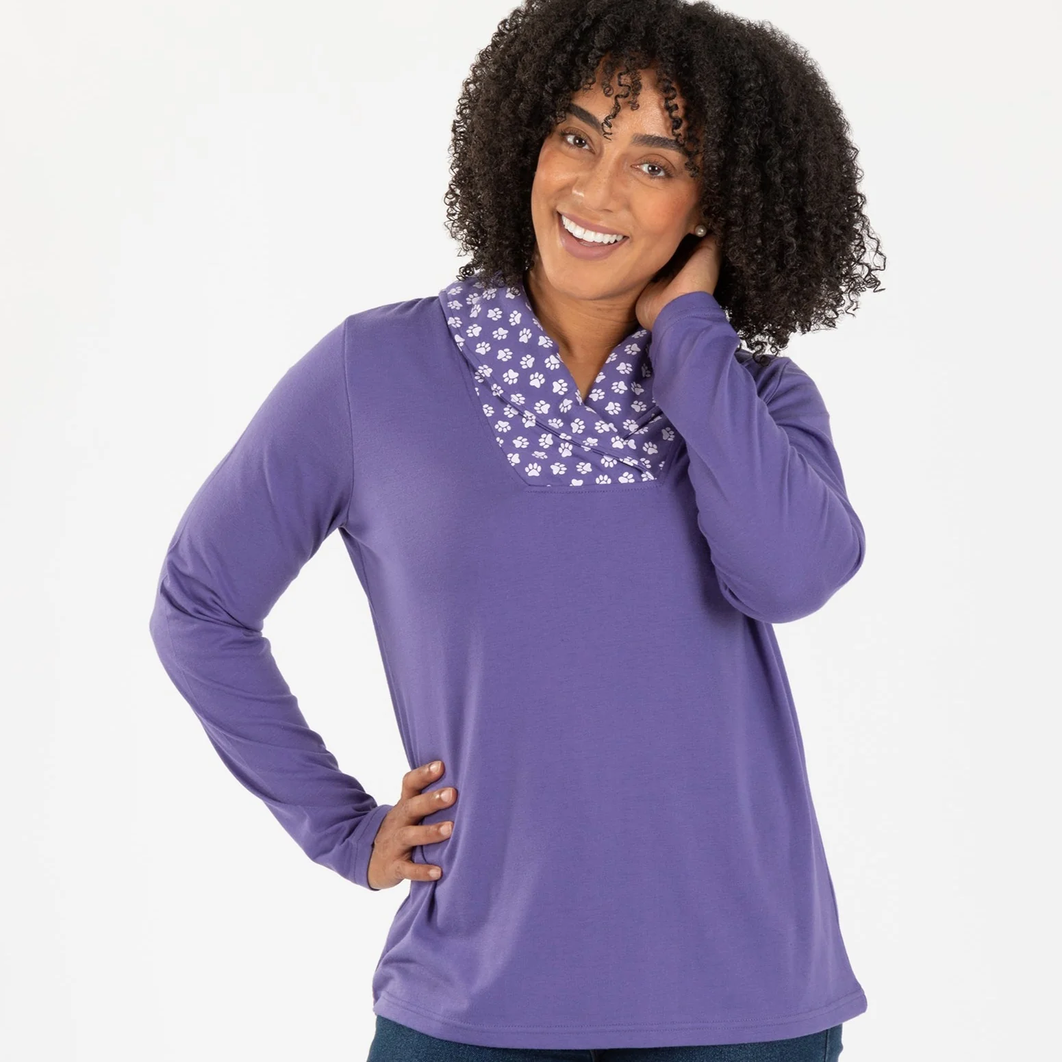 Paw Print Shawl Collar Top - Image 15