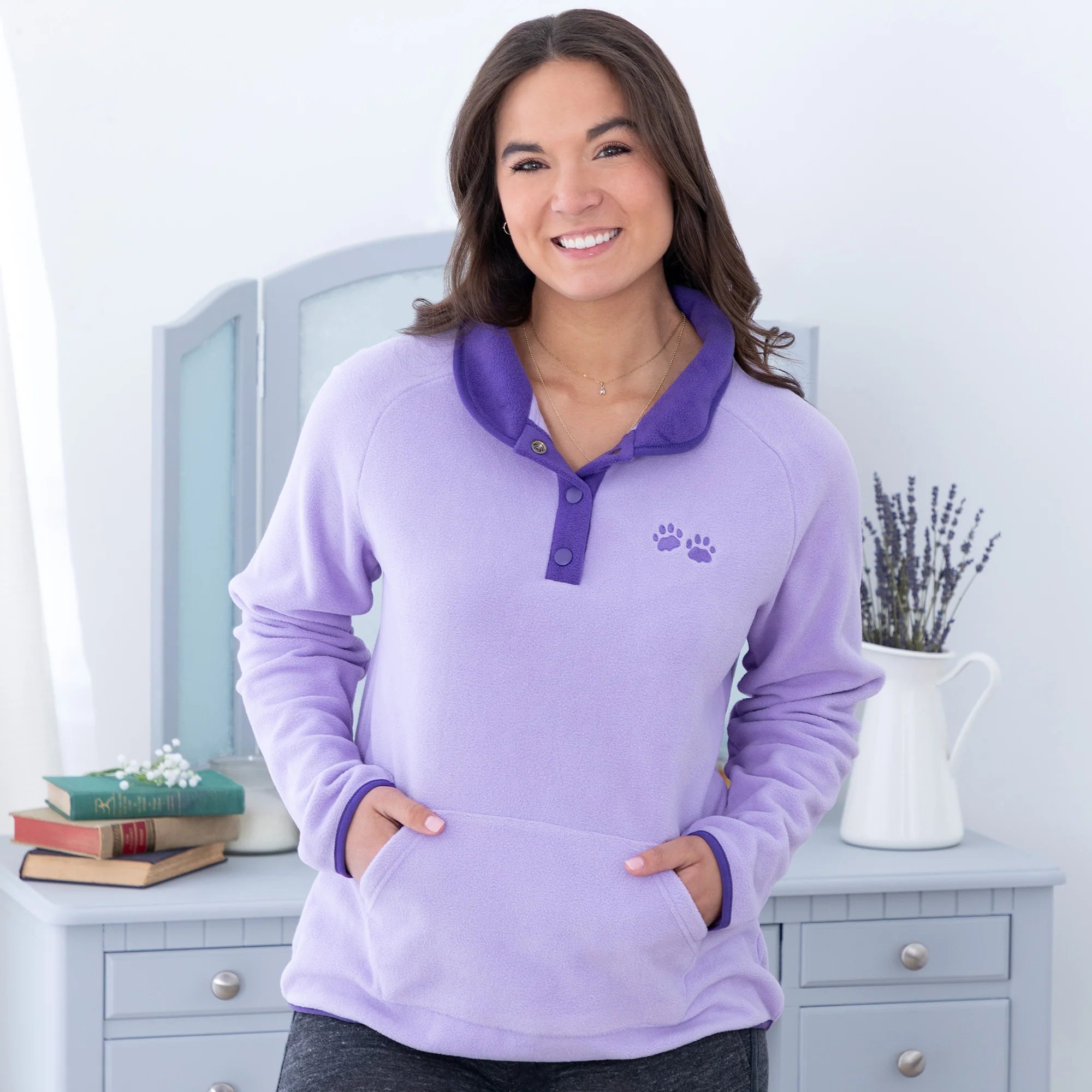 Paw Print Cadet Snap Fleece Pullover - Image 5