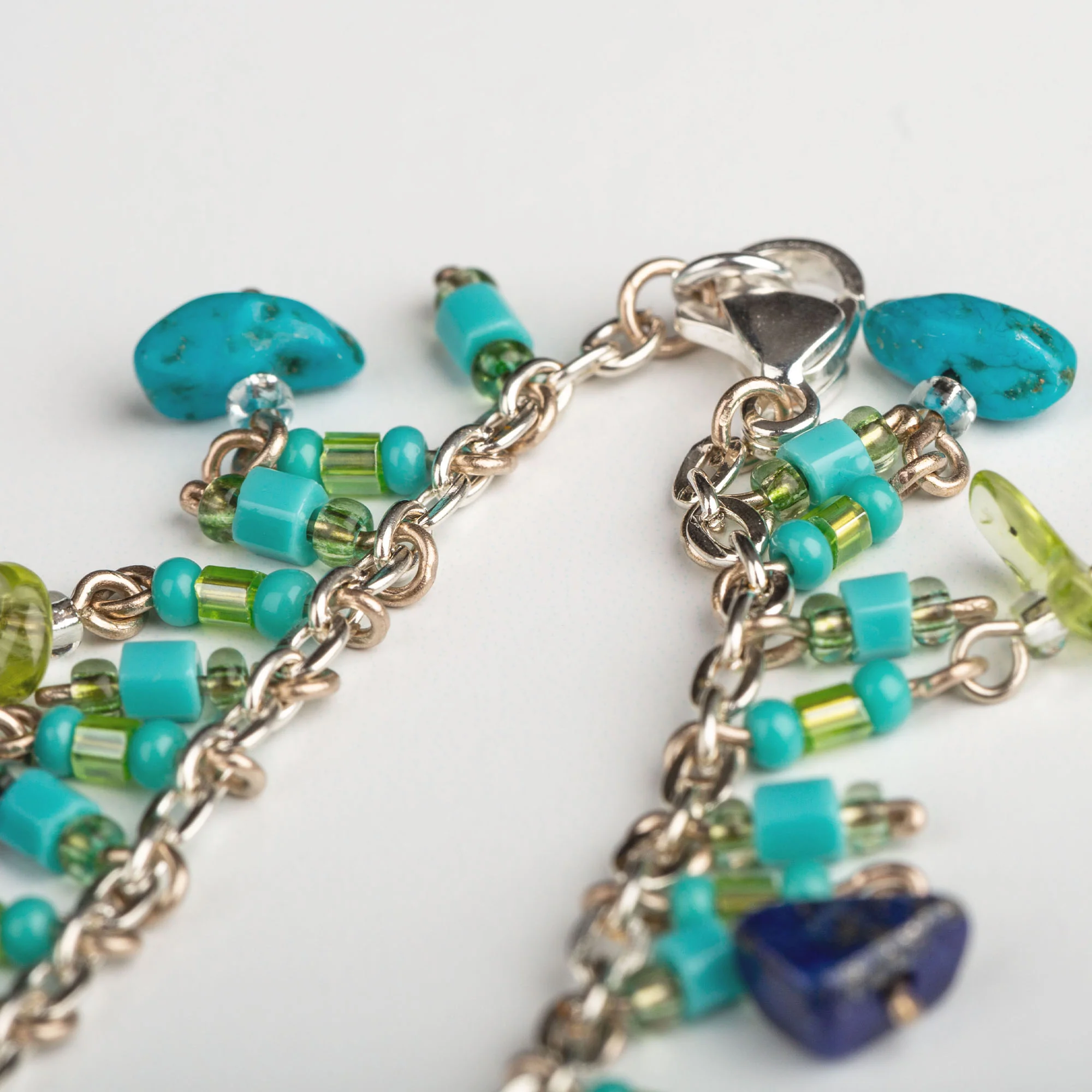 Dangling Gemstones Hand Beaded Anklet - Image 12