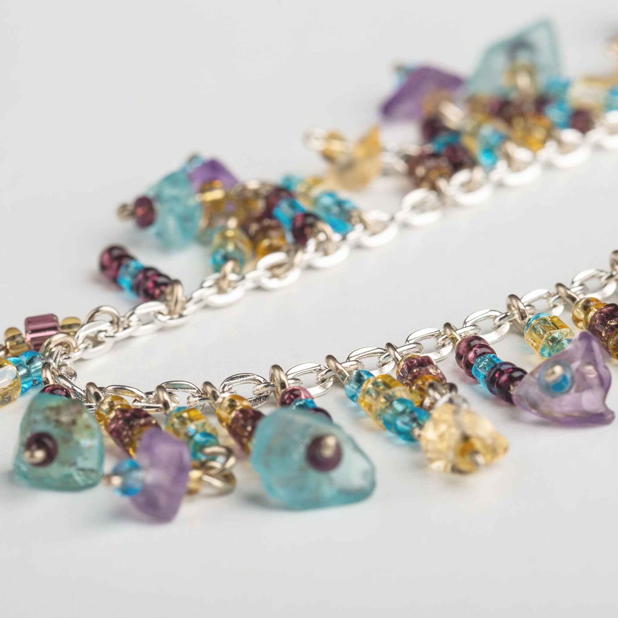 Dangling Gemstones Hand Beaded Anklet - Image 13