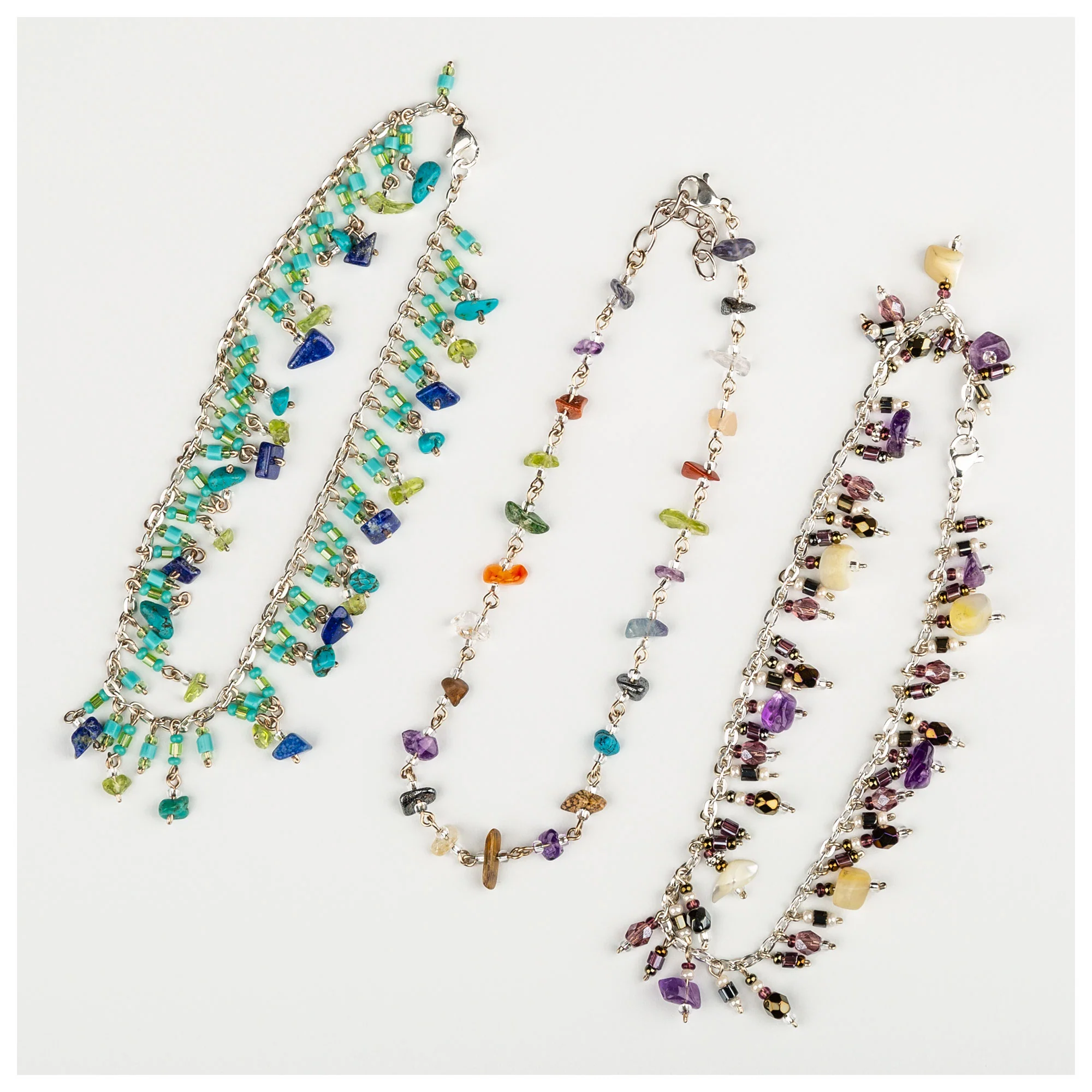 Dangling Gemstones Hand Beaded Anklet - Image 2