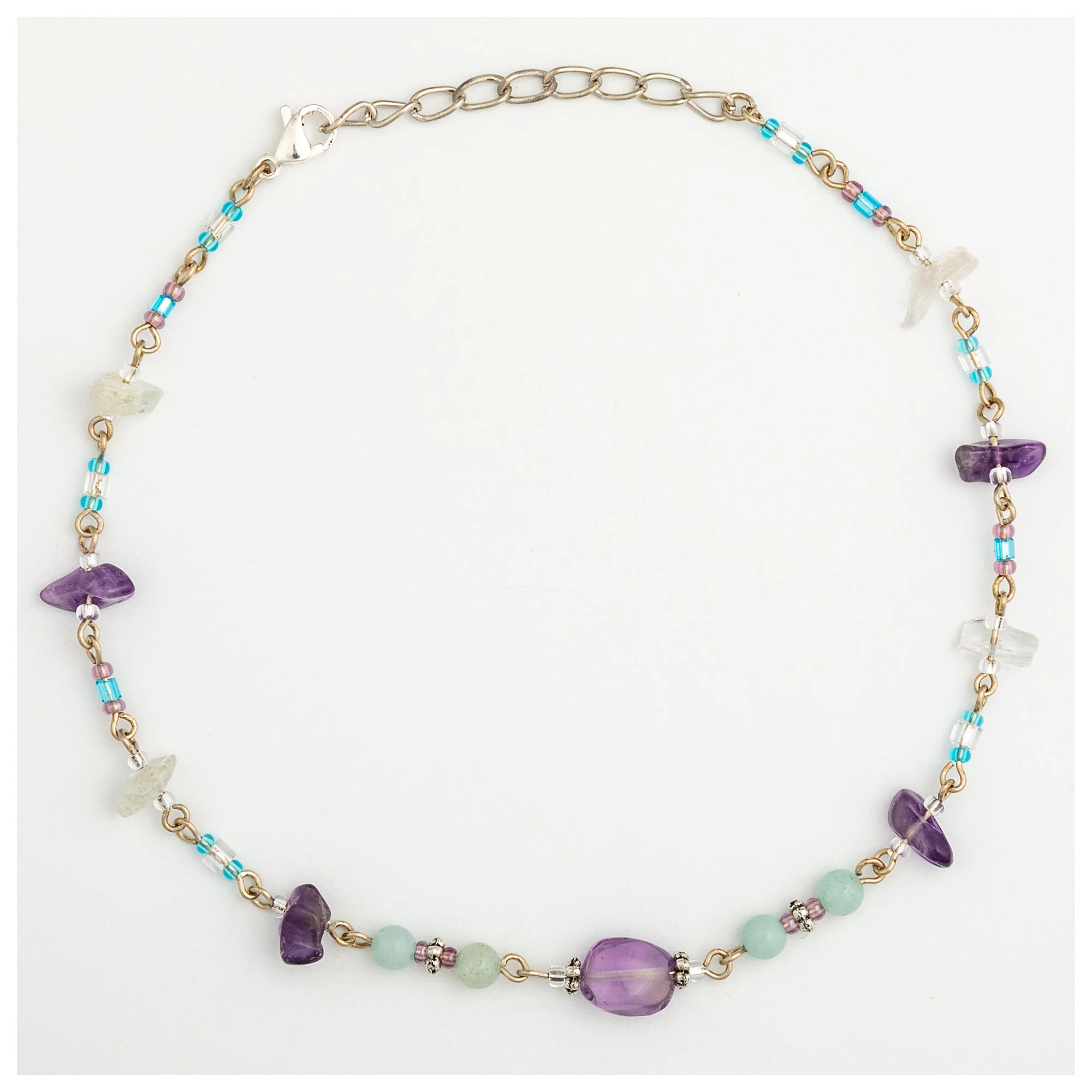 Dangling Gemstones Hand Beaded Anklet - Image 3