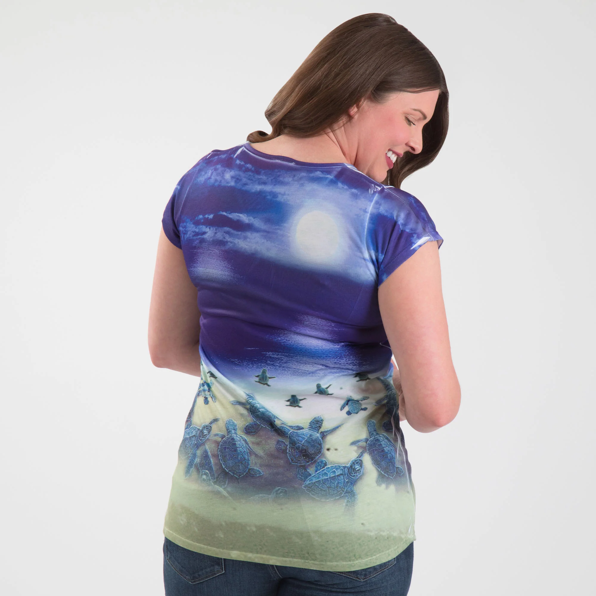 Hatching Turtle Sublimation V-Neck Tee - Image 2