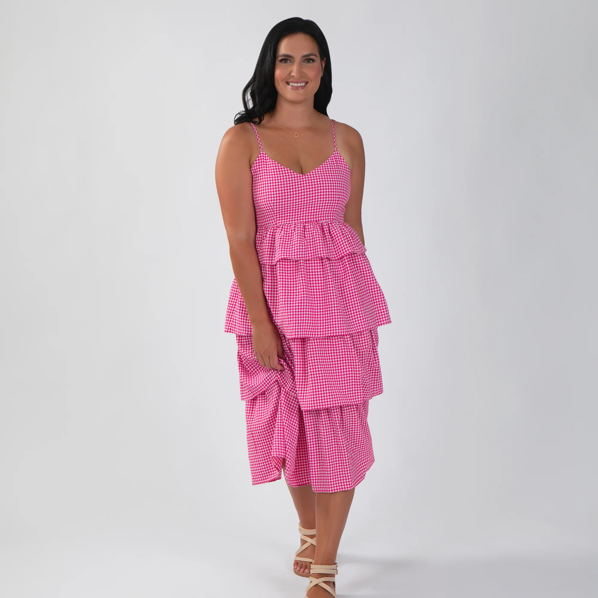 Gingham Layered Maxi Dress - Image 5