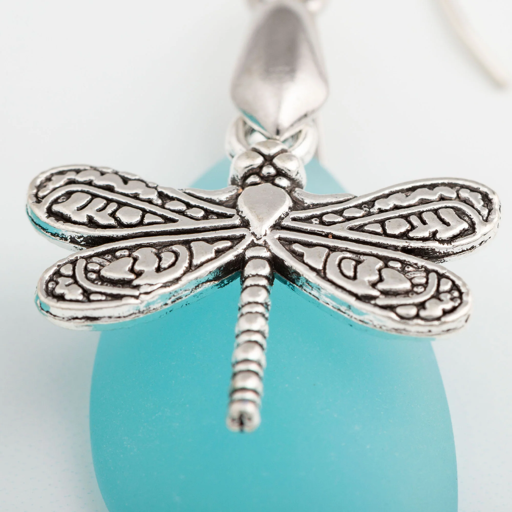 Dragonfly Sea Glass Earrings - Image 3
