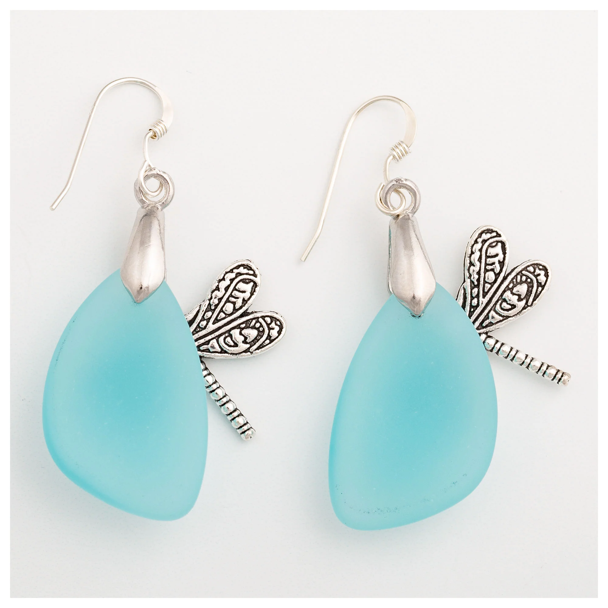 Dragonfly Sea Glass Earrings - Image 4