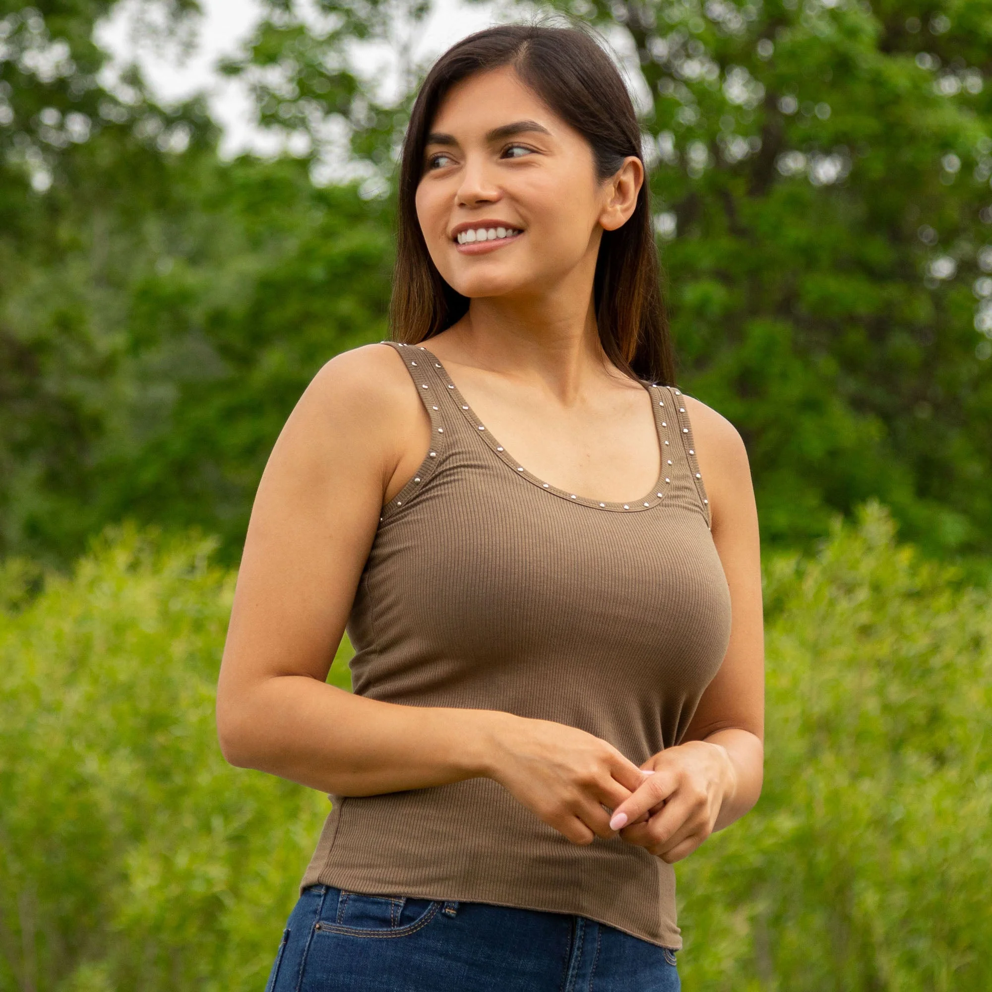 Studded Scoop Neck Tank Top - Image 9