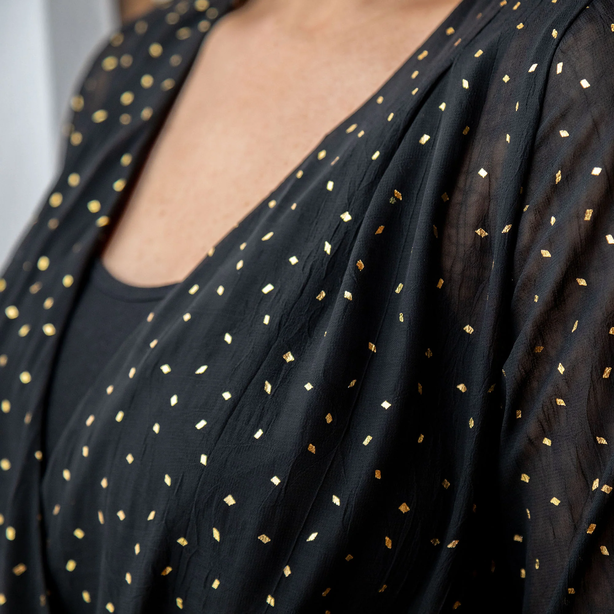 Black & Gold Sheer Blouse - Image 3