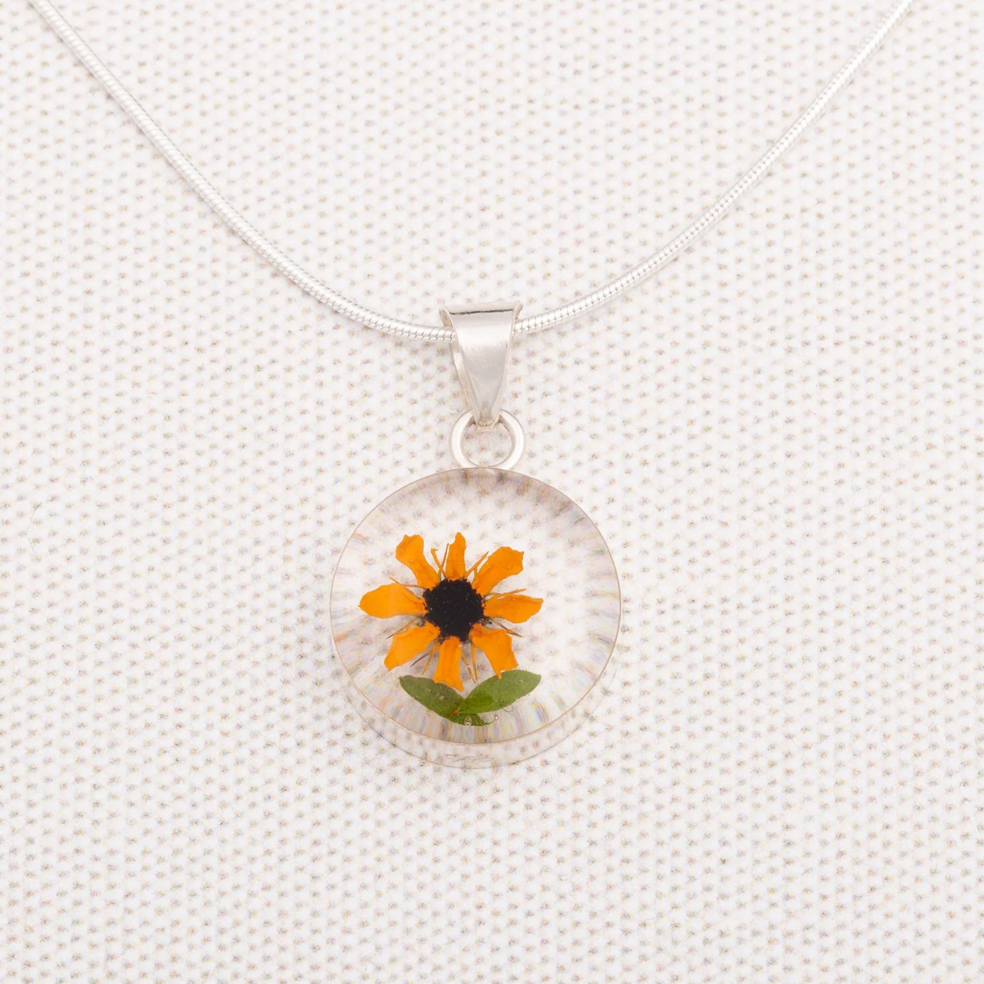 Real Sunflower & Sterling Necklace - Image 6