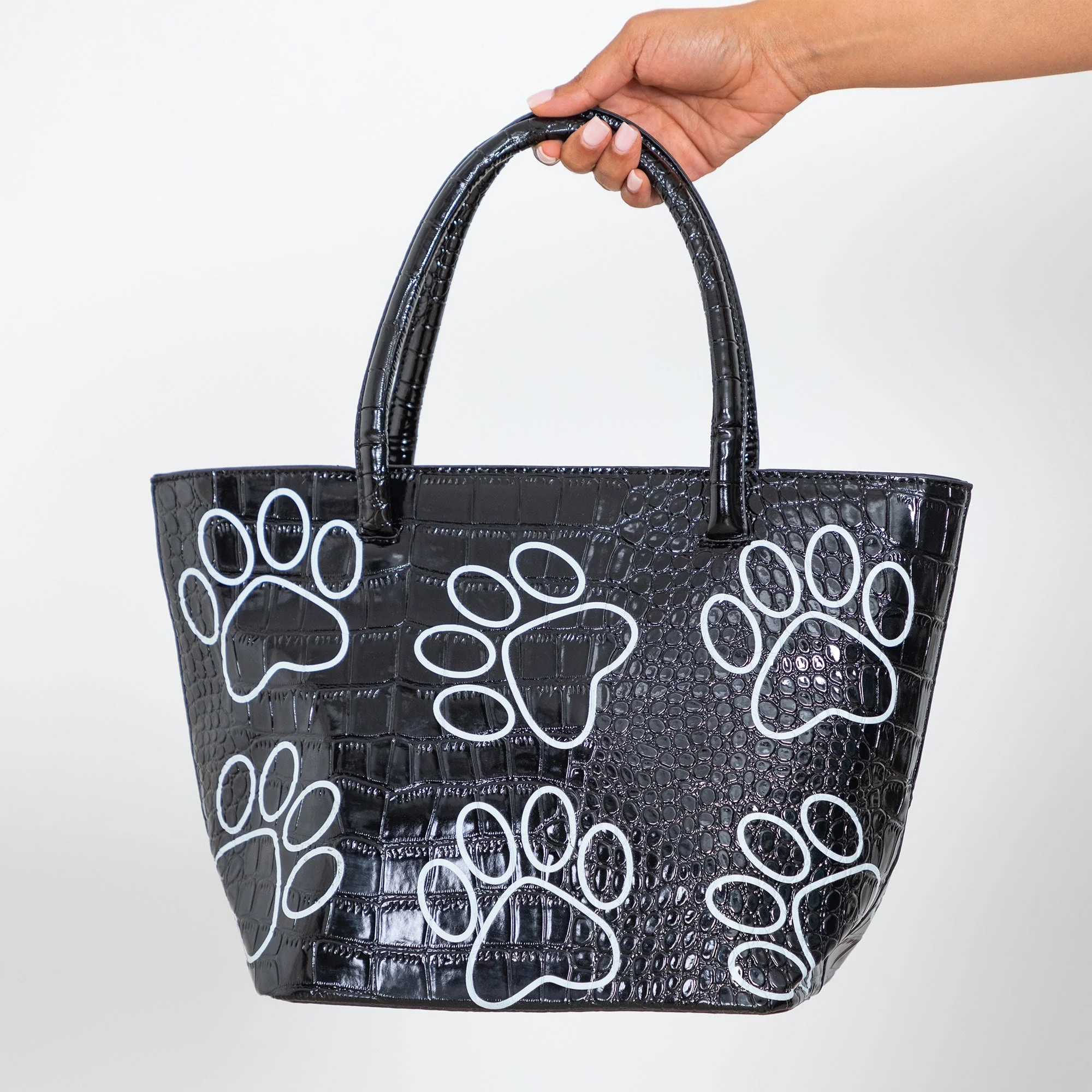 Patterned Paw Faux Leather Handbag - Image 12