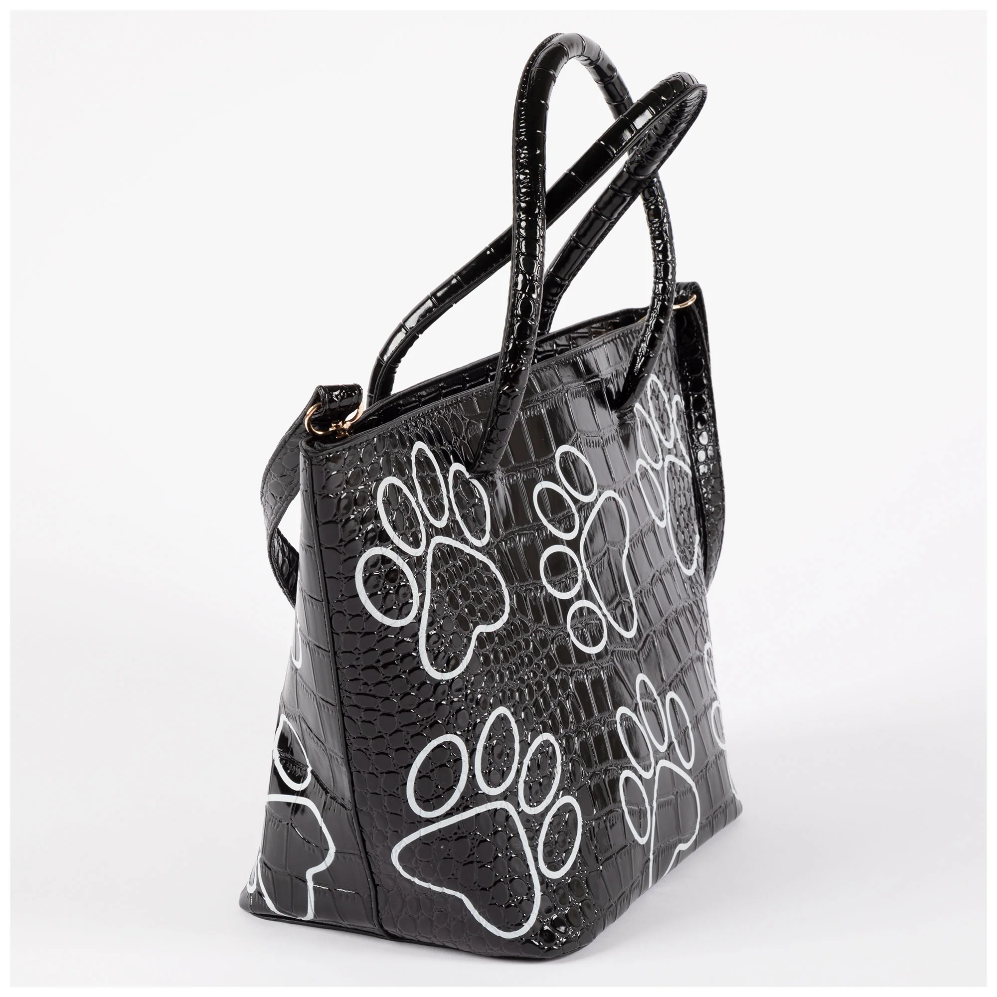Patterned Paw Faux Leather Handbag - Image 6