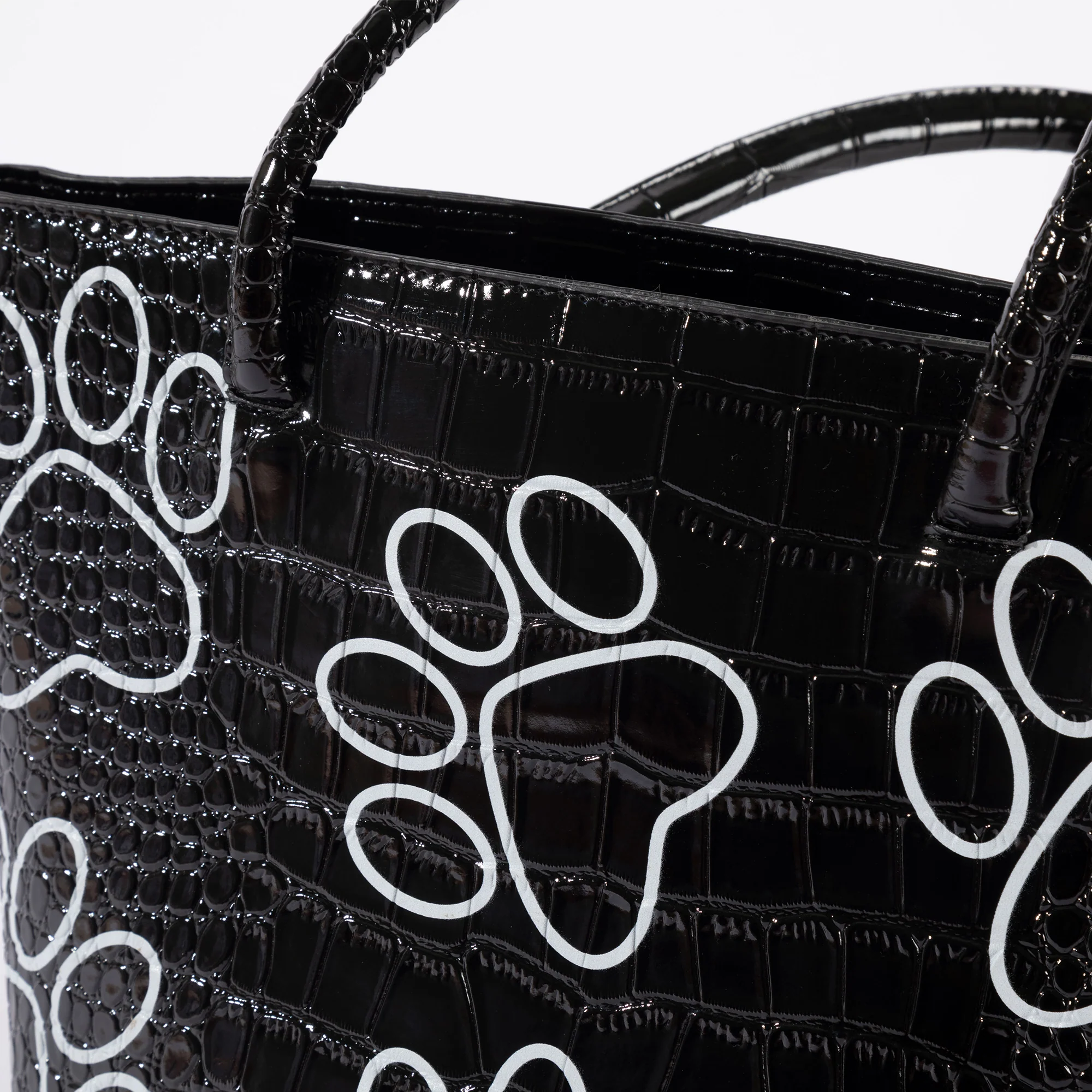 Patterned Paw Faux Leather Handbag - Image 8