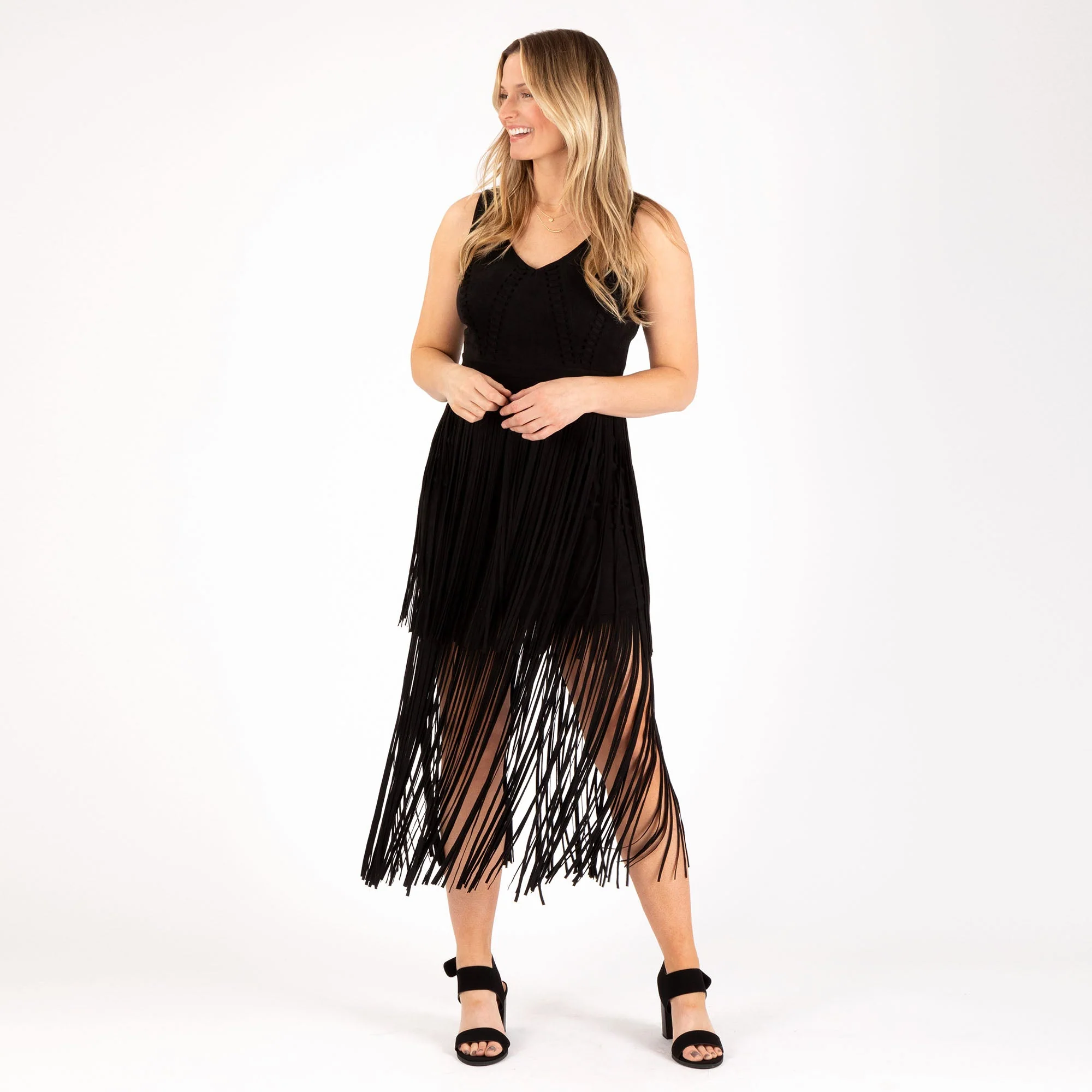 Southern Fringe Faux Suede Dress - Image 7