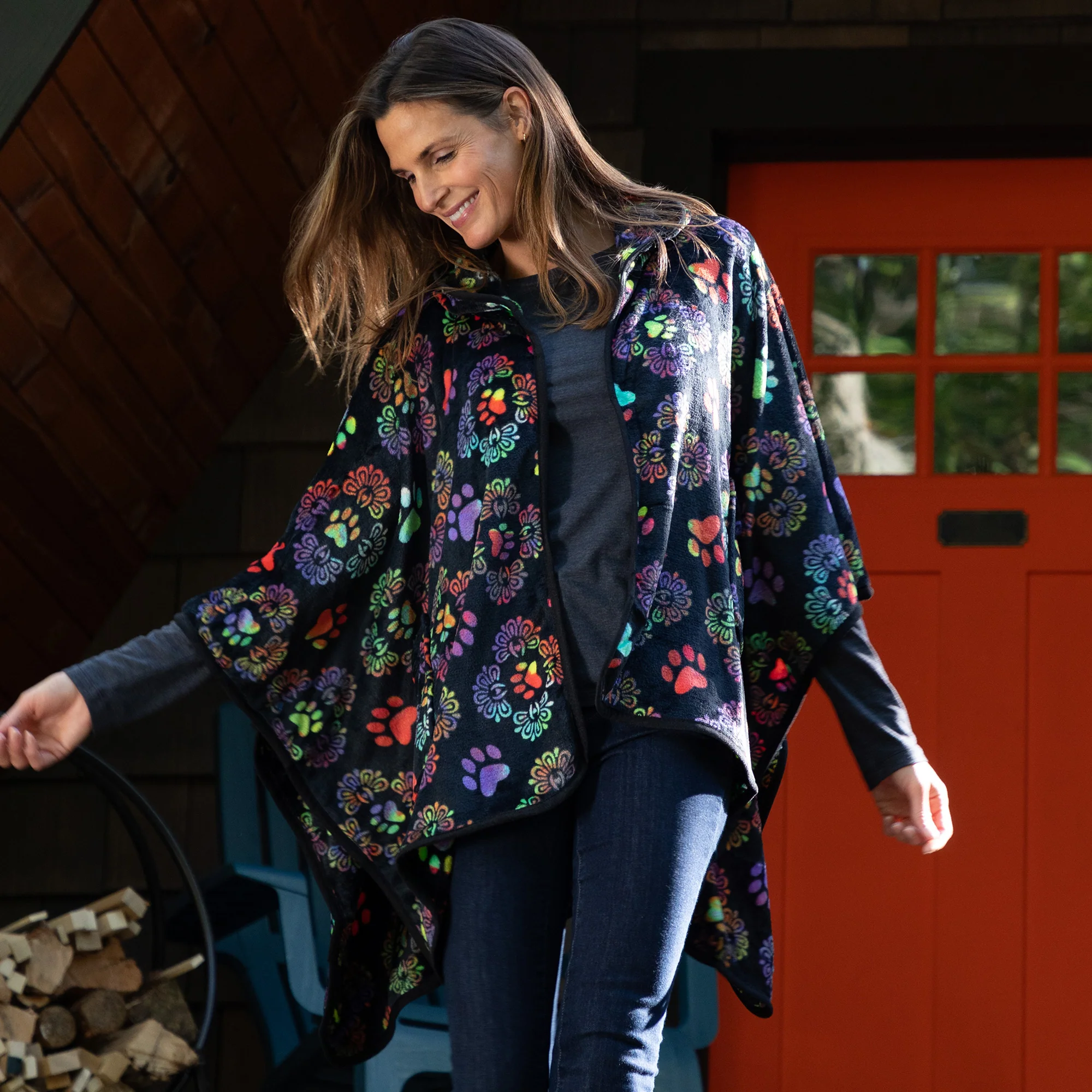 Super Cozy&trade; Paws Fleece Hoodie Cape - Image 3