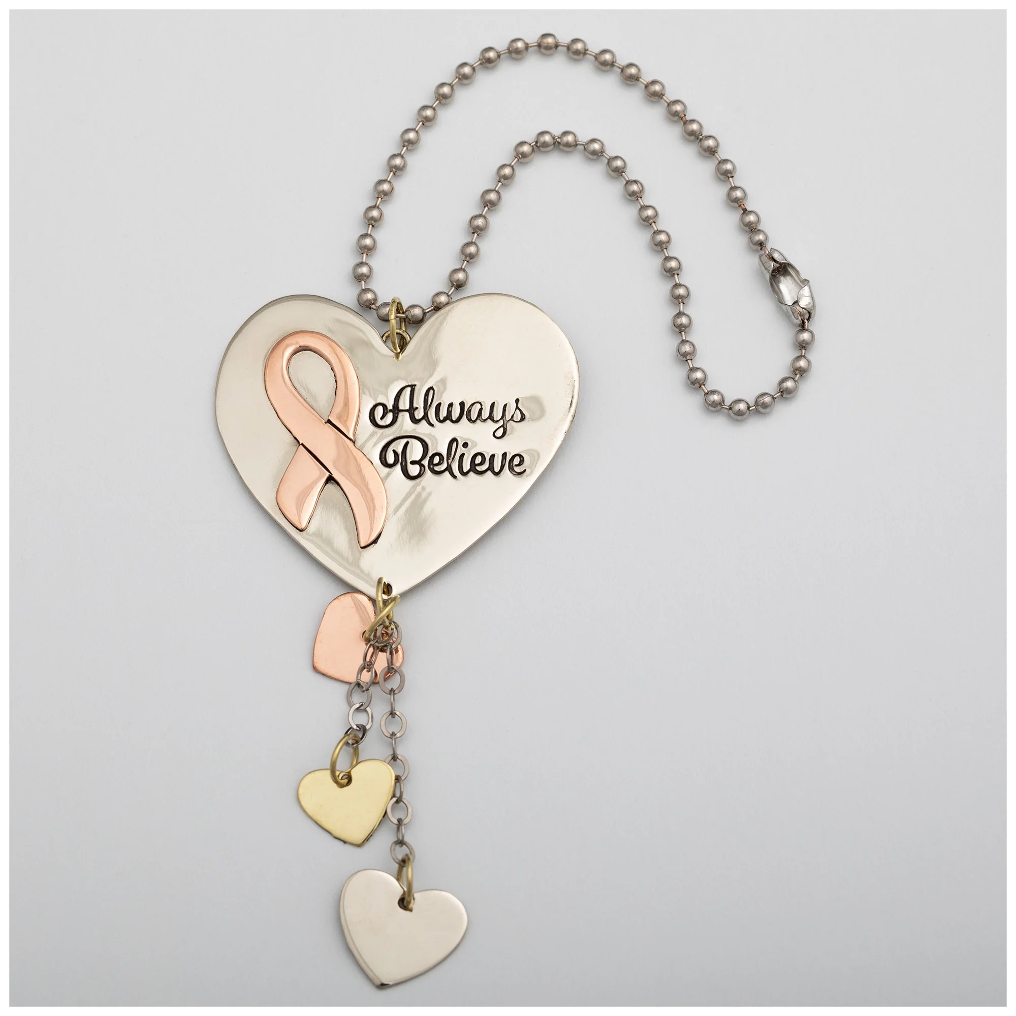 Always Believe Pink Ribbon Car Charm - Image 2
