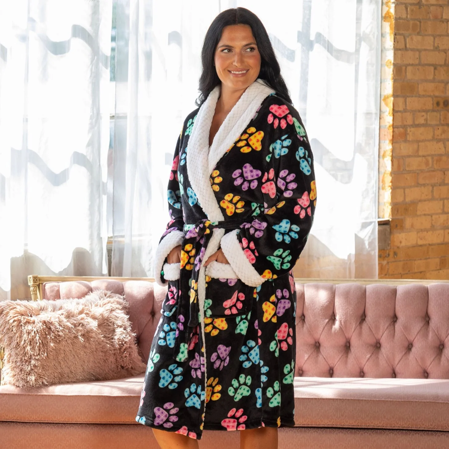 Super Cozy™ Argyle Paws Bathrobe - Image 2