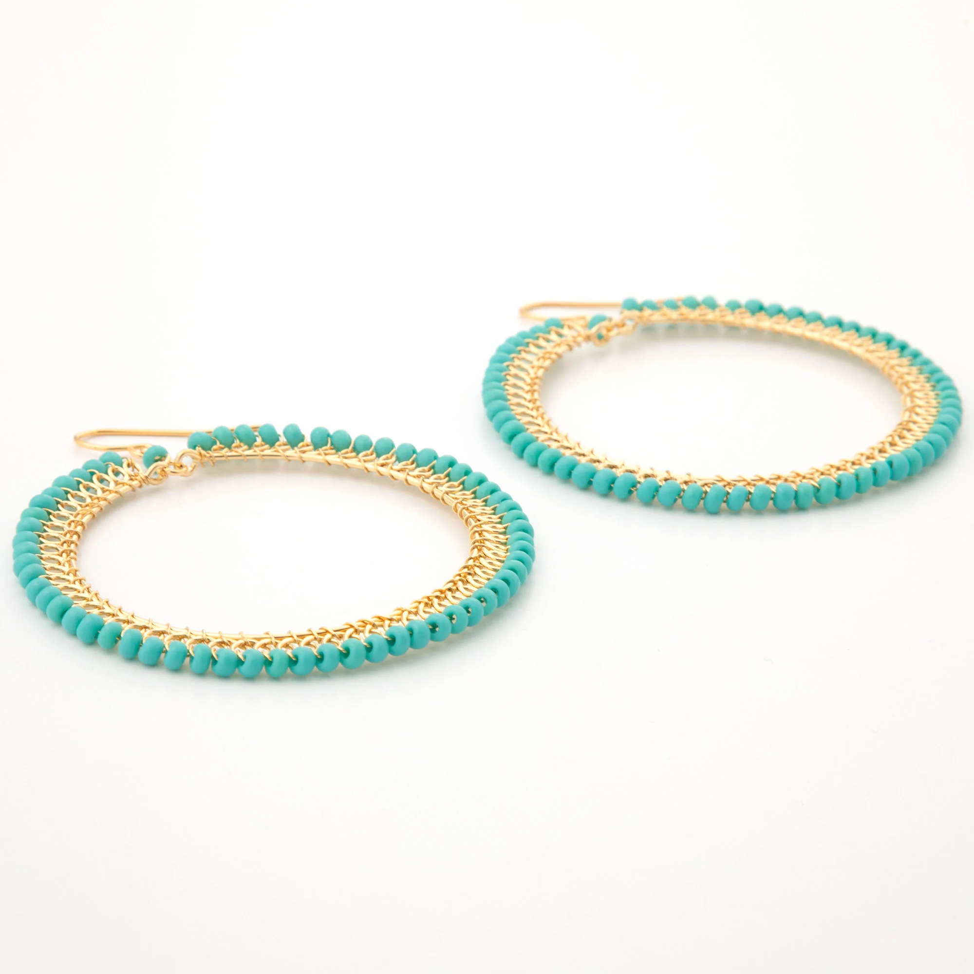 Beaded Gold-Plated Circle Earrings - Image 12