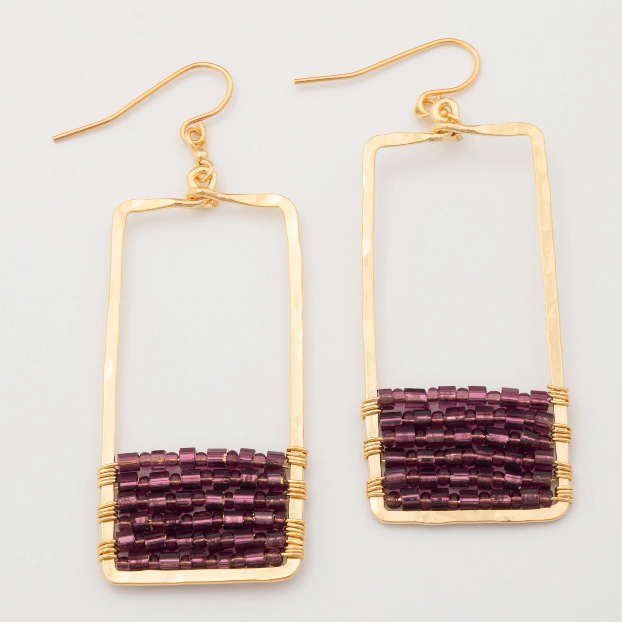 Golden Rectangle & Crystal Earrings - Image 6