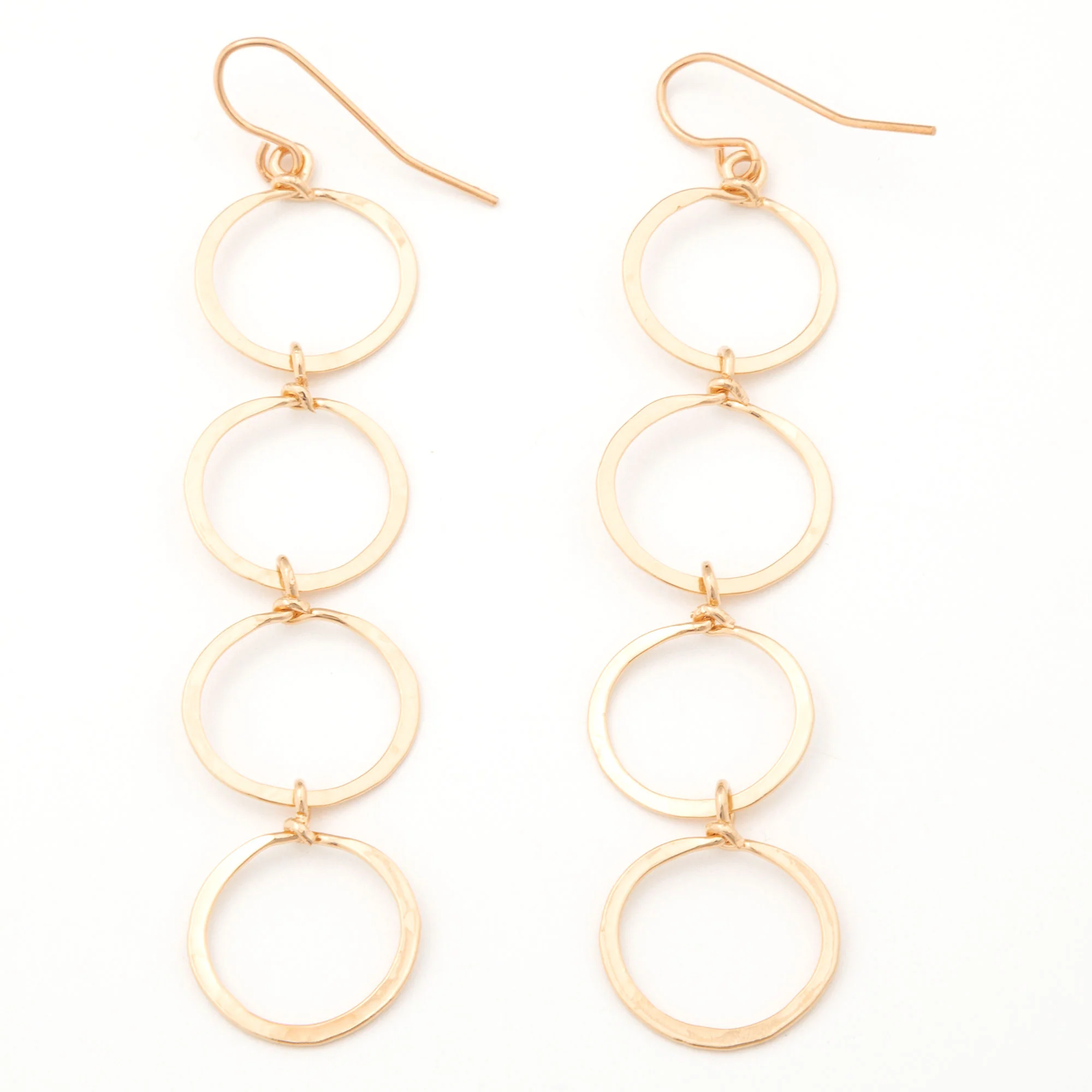 Golden Hammered Circle Fall Earrings