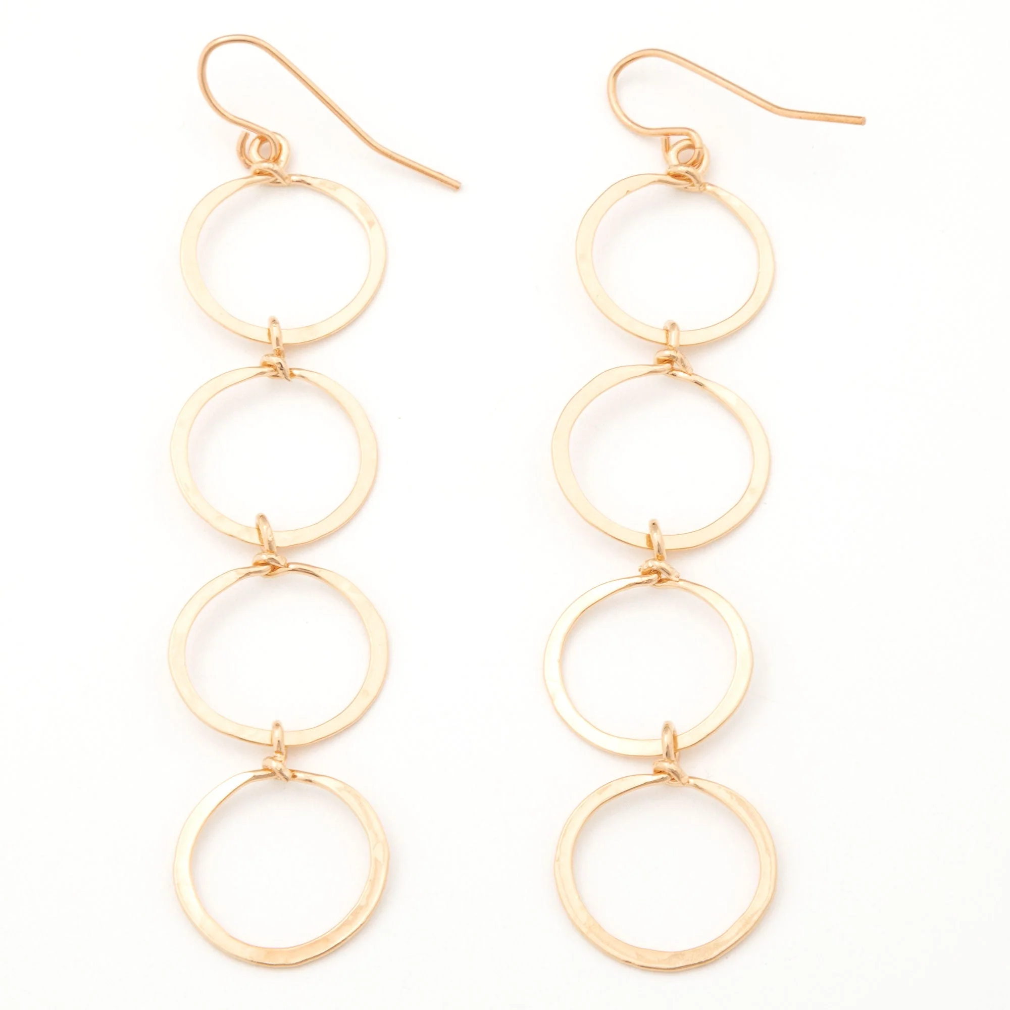 Golden Hammered Circle Fall Earrings - Image 5