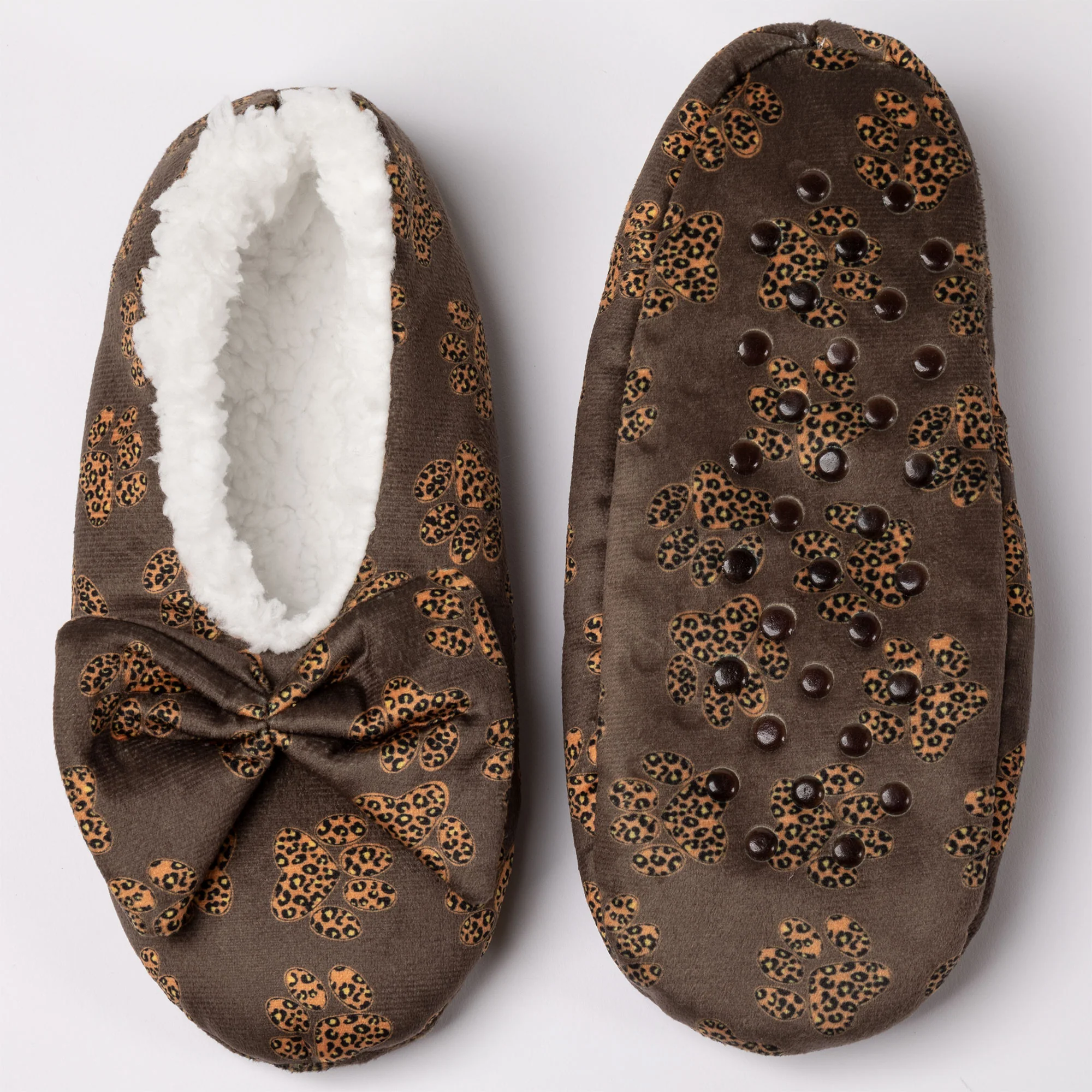 Super Cozy&trade; Leopard Paw Slippers With Large Bow - Image 8