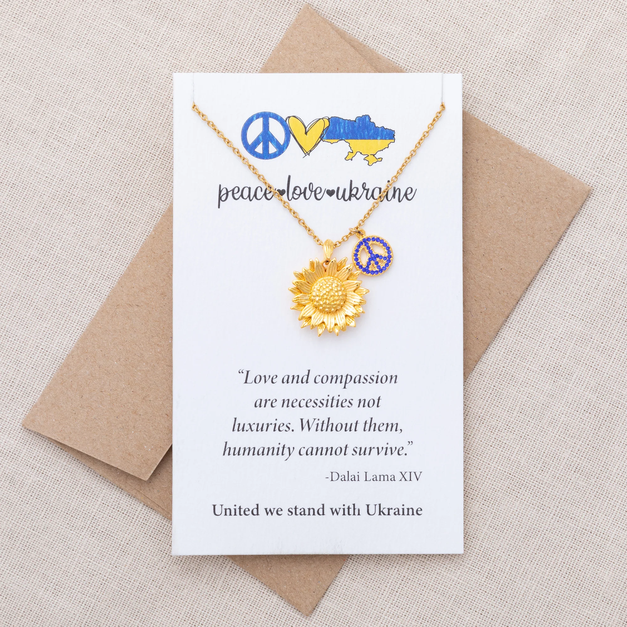 Peace For Ukraine Gold Plated Necklace - Image 2