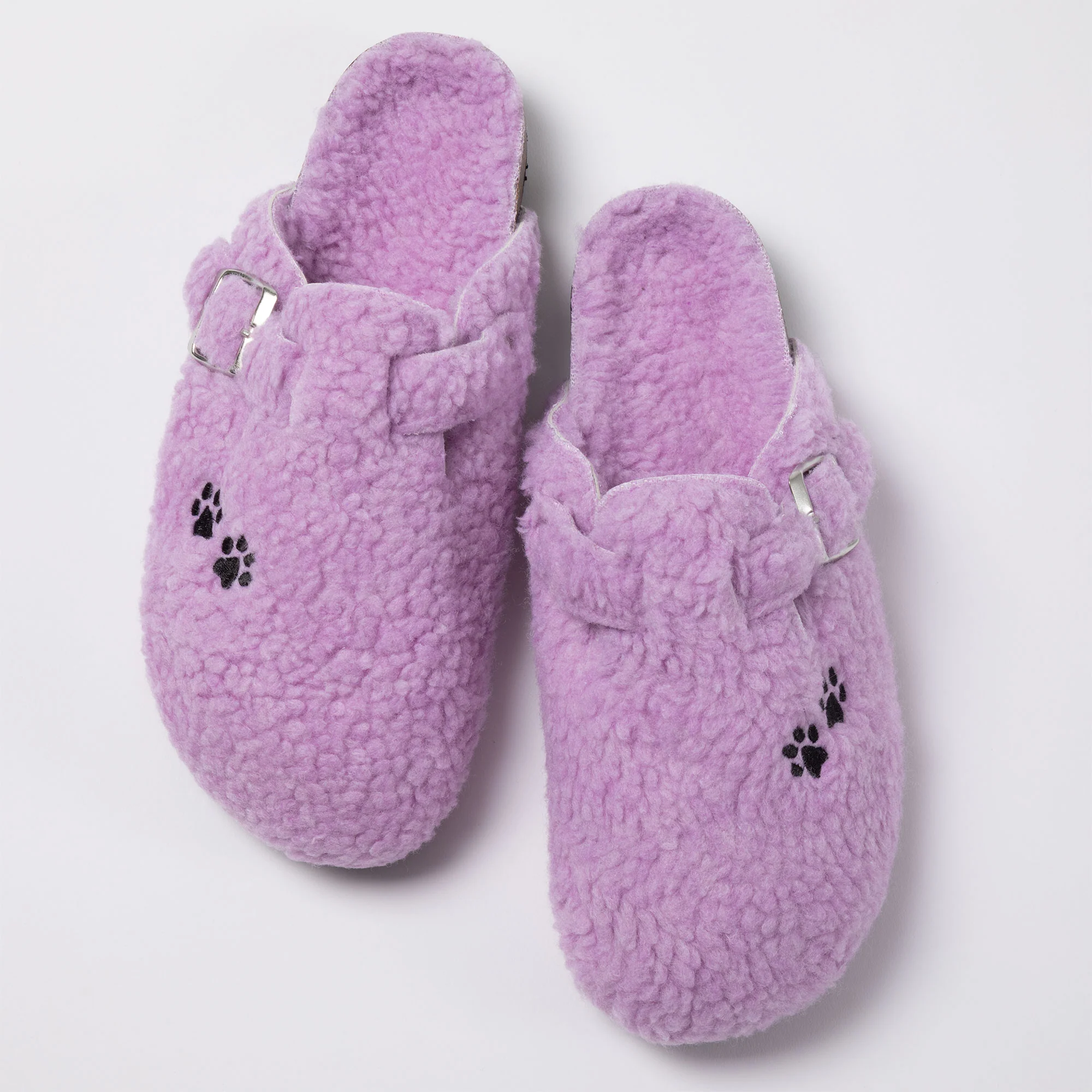 Paw Print Plush Sherpa Fleece Clog Slippers - Image 12
