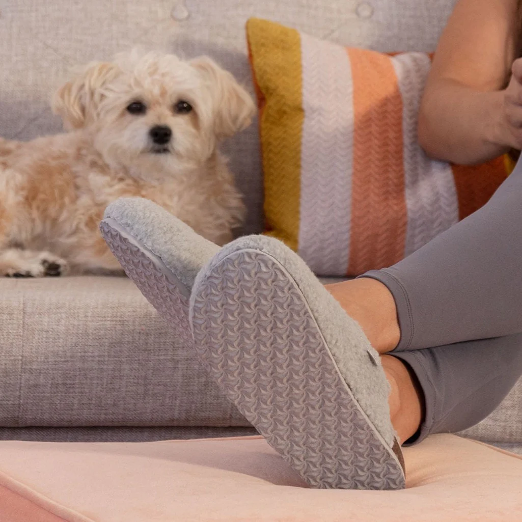 Paw Print Plush Sherpa Fleece Clog Slippers - Image 4