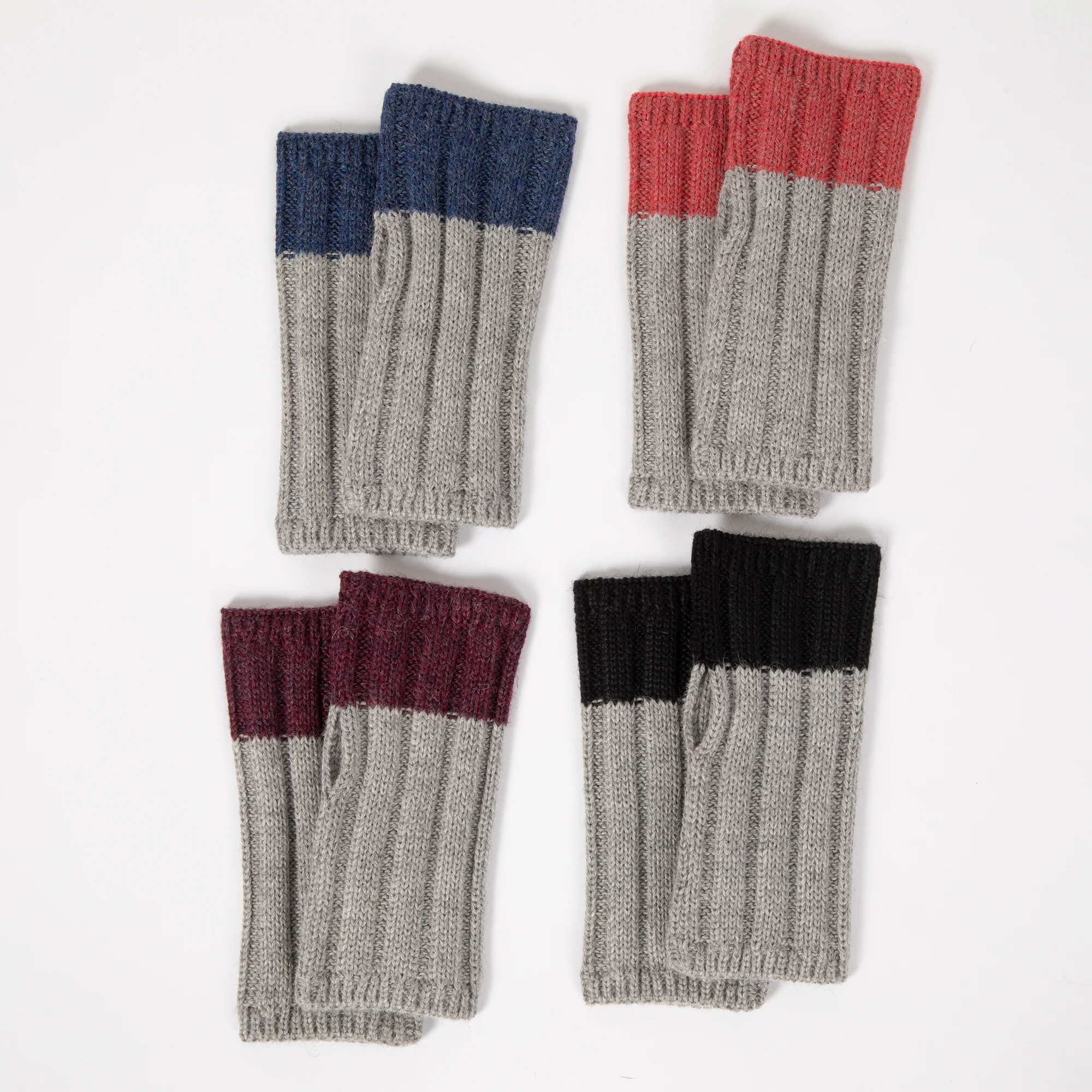 Braided Two-Toned Baby Alpaca Fingerless Mittens - Image 2