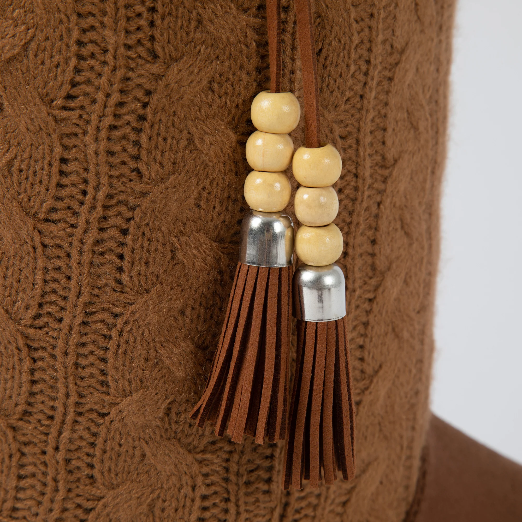 Paw Print Tall Knitted Boots With Beaded Tassels - Image 6