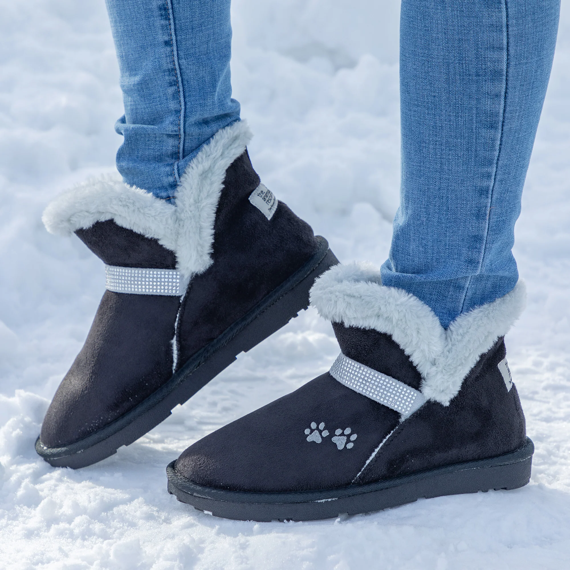 Paw Print Faux Suede Ankle Boots - Image 2
