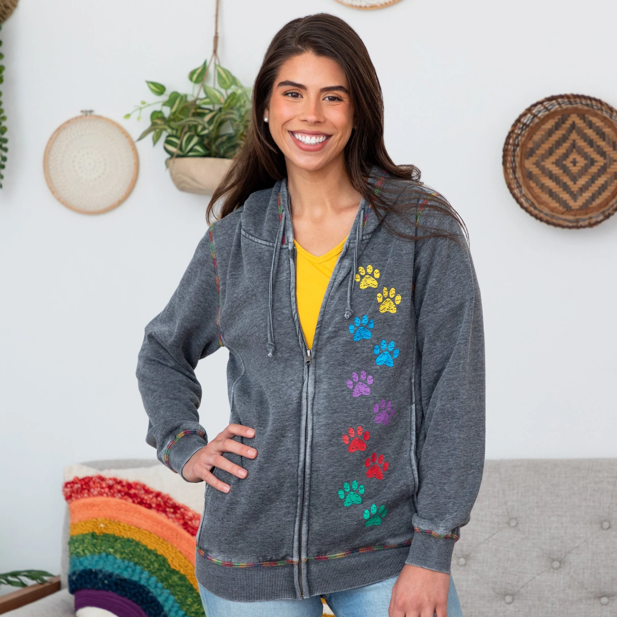 Rainbow Paws Zip Up Burnout Hoodie - Image 8