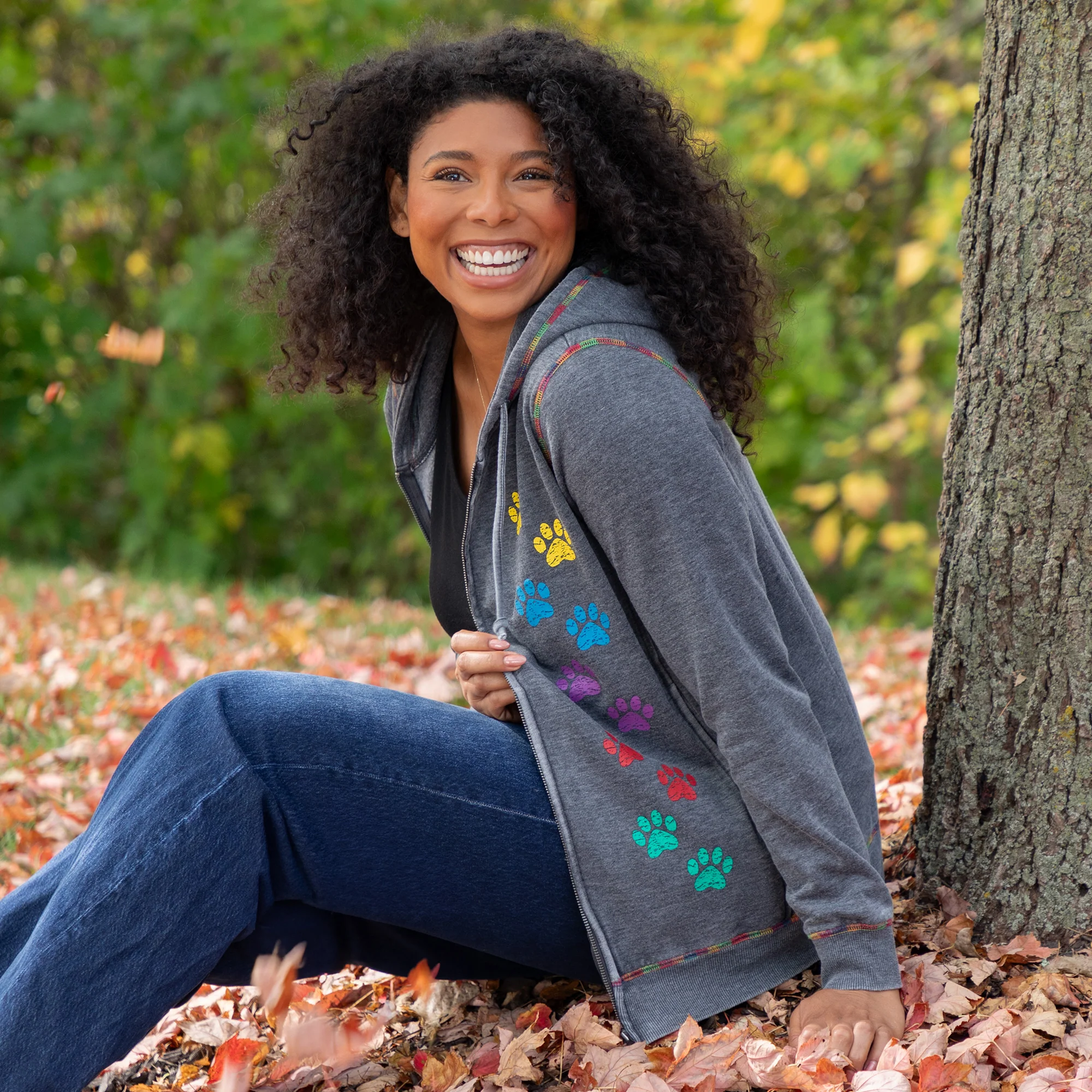 Rainbow Paws Zip Up Burnout Hoodie - Image 9