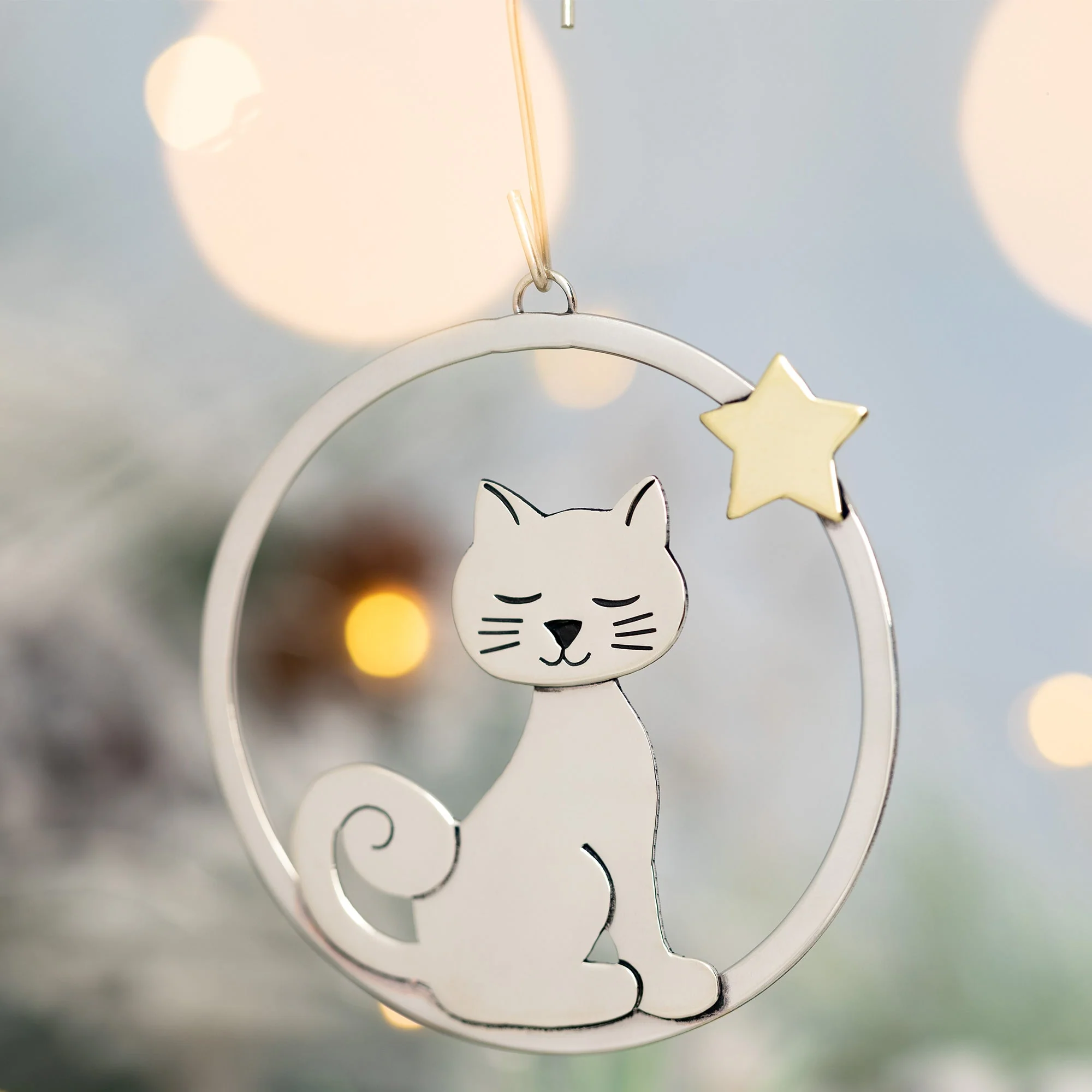 Wish Upon a Star Cat Mixed Metal Ornament - Image 4