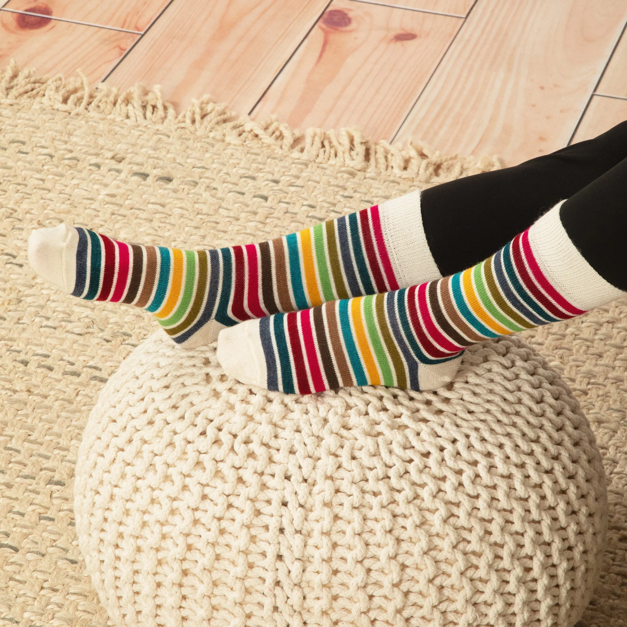 Multicolor Stripes Alpaca Socks - Image 4