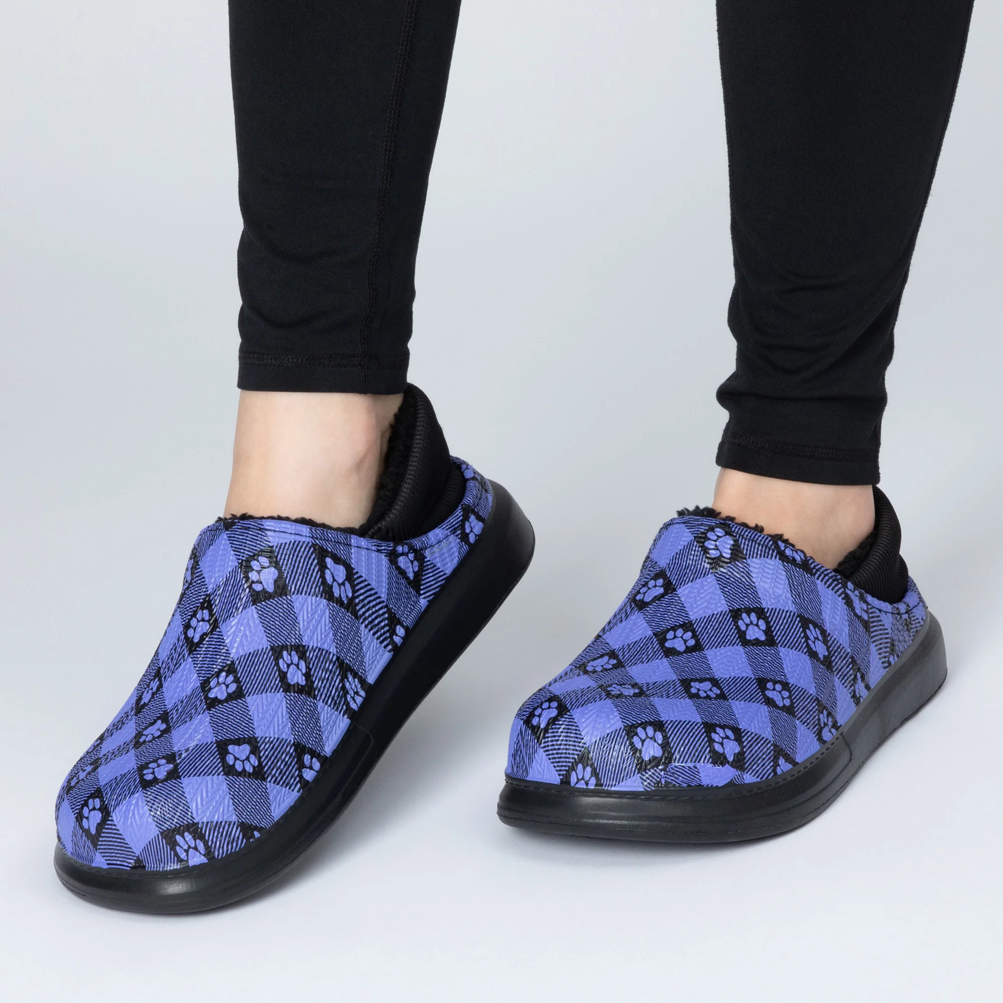 Paw Print Faux Fur Lined Slipper Shoes with Comfort Heel - Image 10