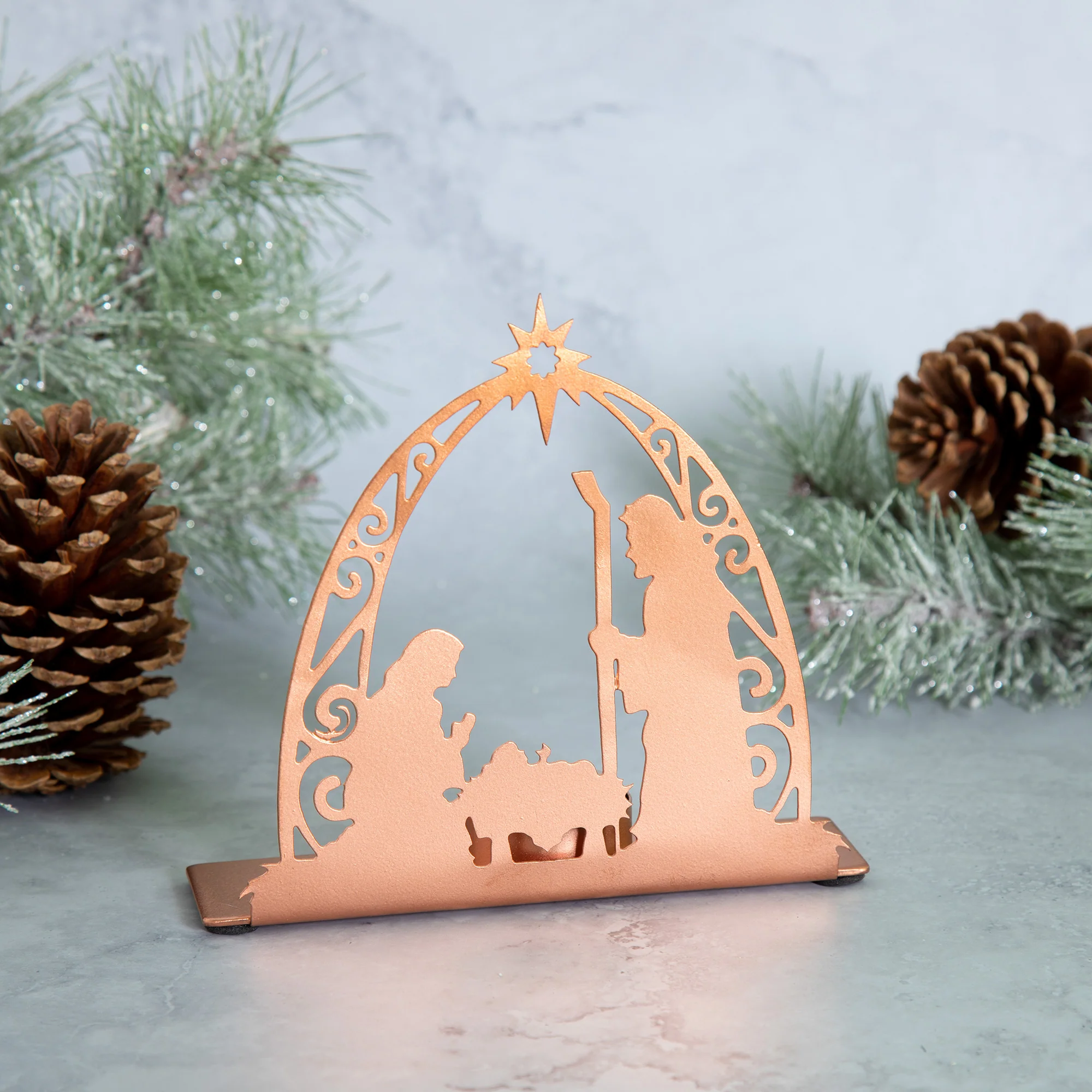 Rose Gold Nativity Tea Light Candle Holder - Image 6