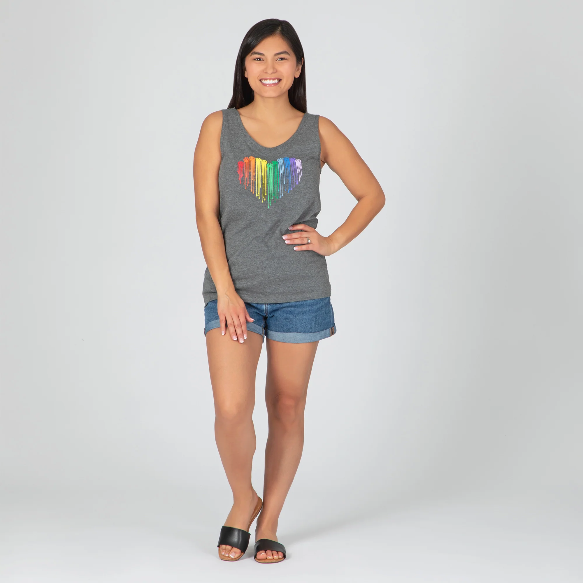 Rainbow Paw Print Heart Tank Top - Image 8