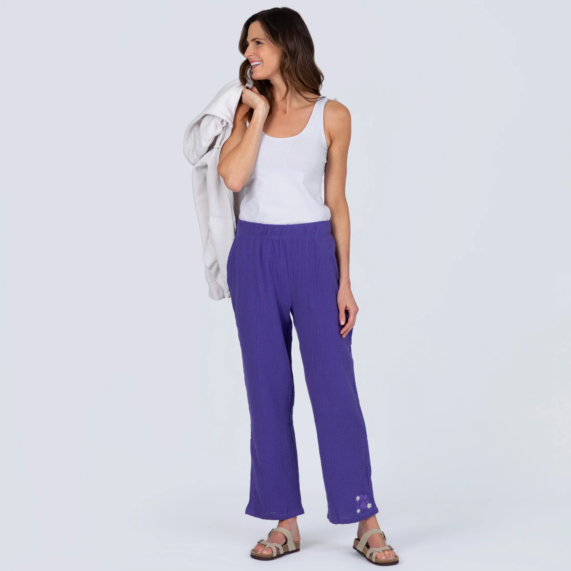 Purple Paw Floral Embroidered Cotton Separates - Image 5