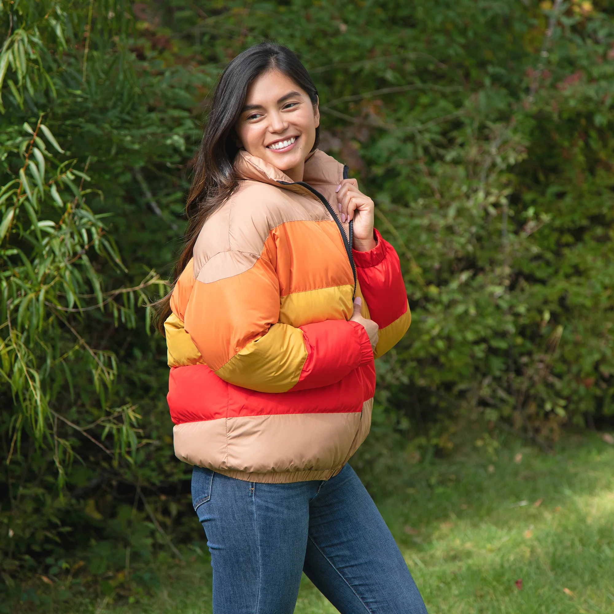 Morning Sun Color Block Puffer Jacket - Image 3