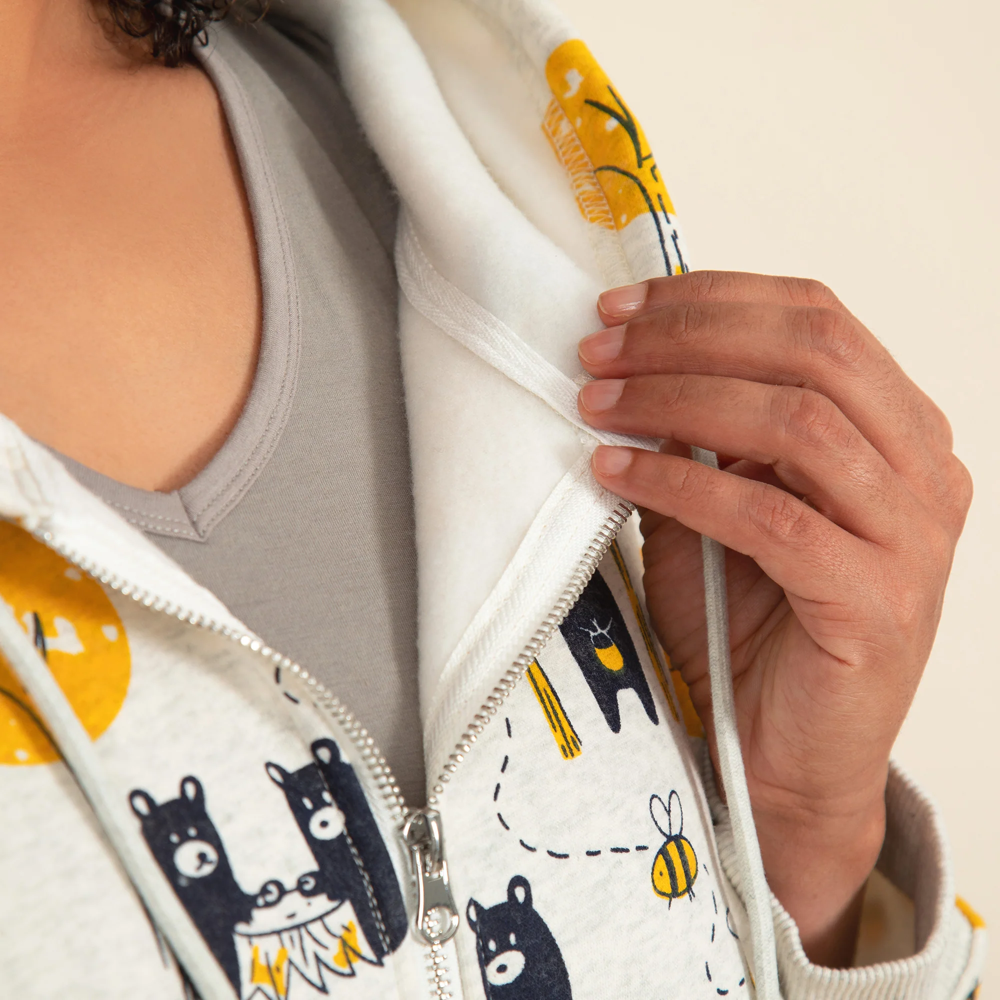 Honey Bear & Bee Zip Up Hoodie - Image 2