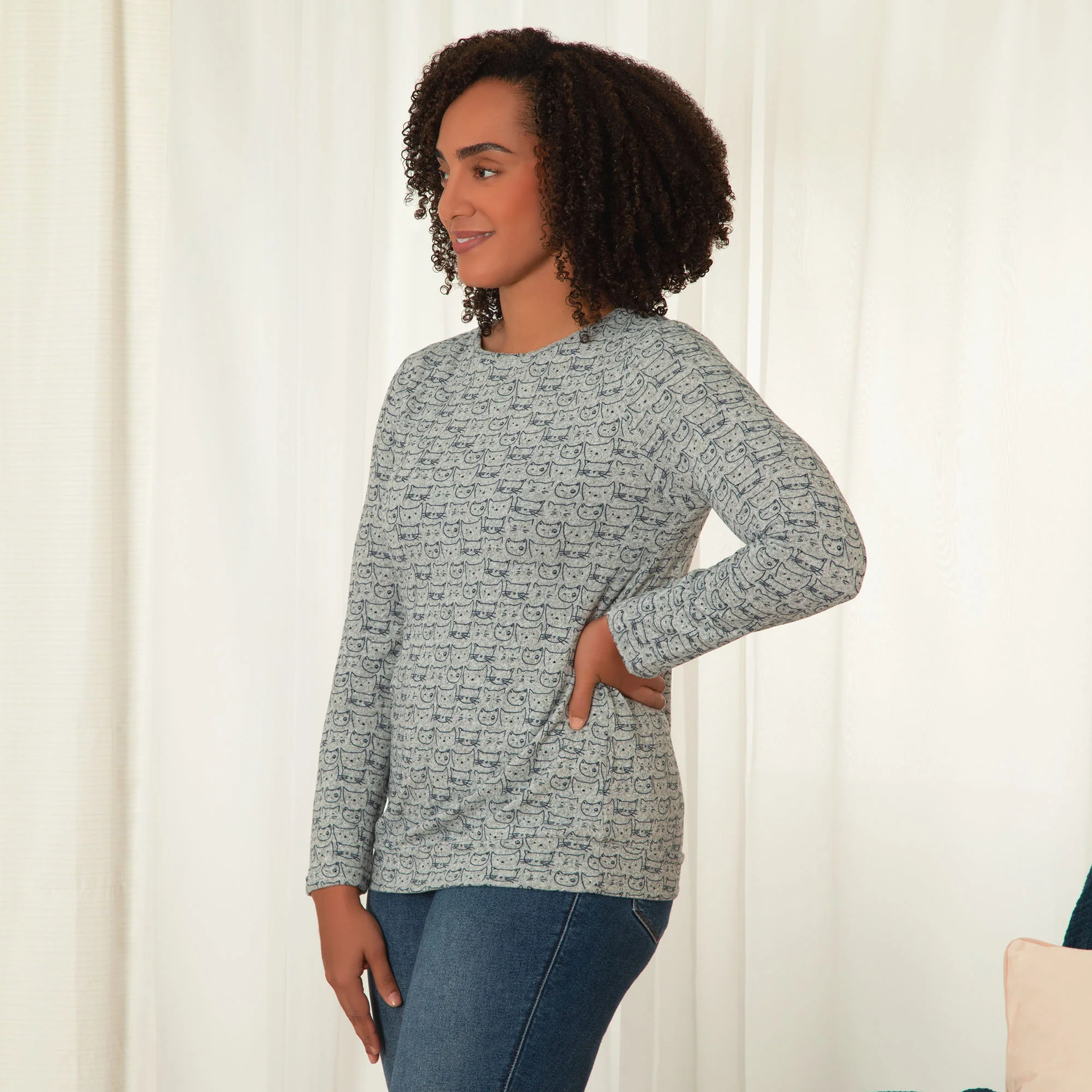 Cat Sketch Long Sleeve Shirt - Image 2
